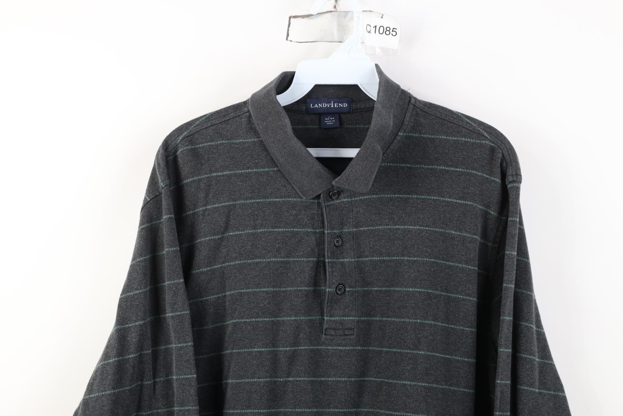 Lands' End Vintage Lands End Striped Heavyweight Long Sleeve Polo Shirt Size US L / EU 52-54 / 3 - 2 Thumbnail