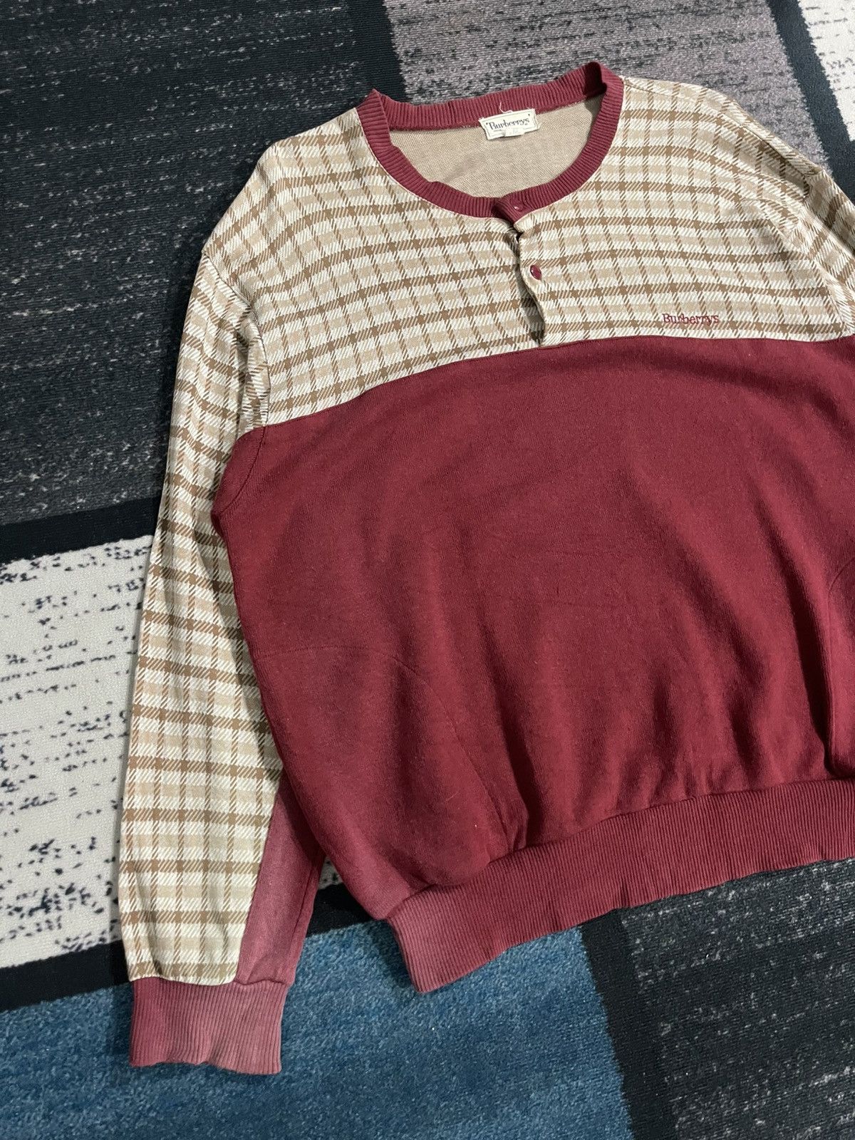 Burberry × Vintage Vintage burberrys Half button Sweatshirt Size US L / EU 52-54 / 3 - 4 Thumbnail