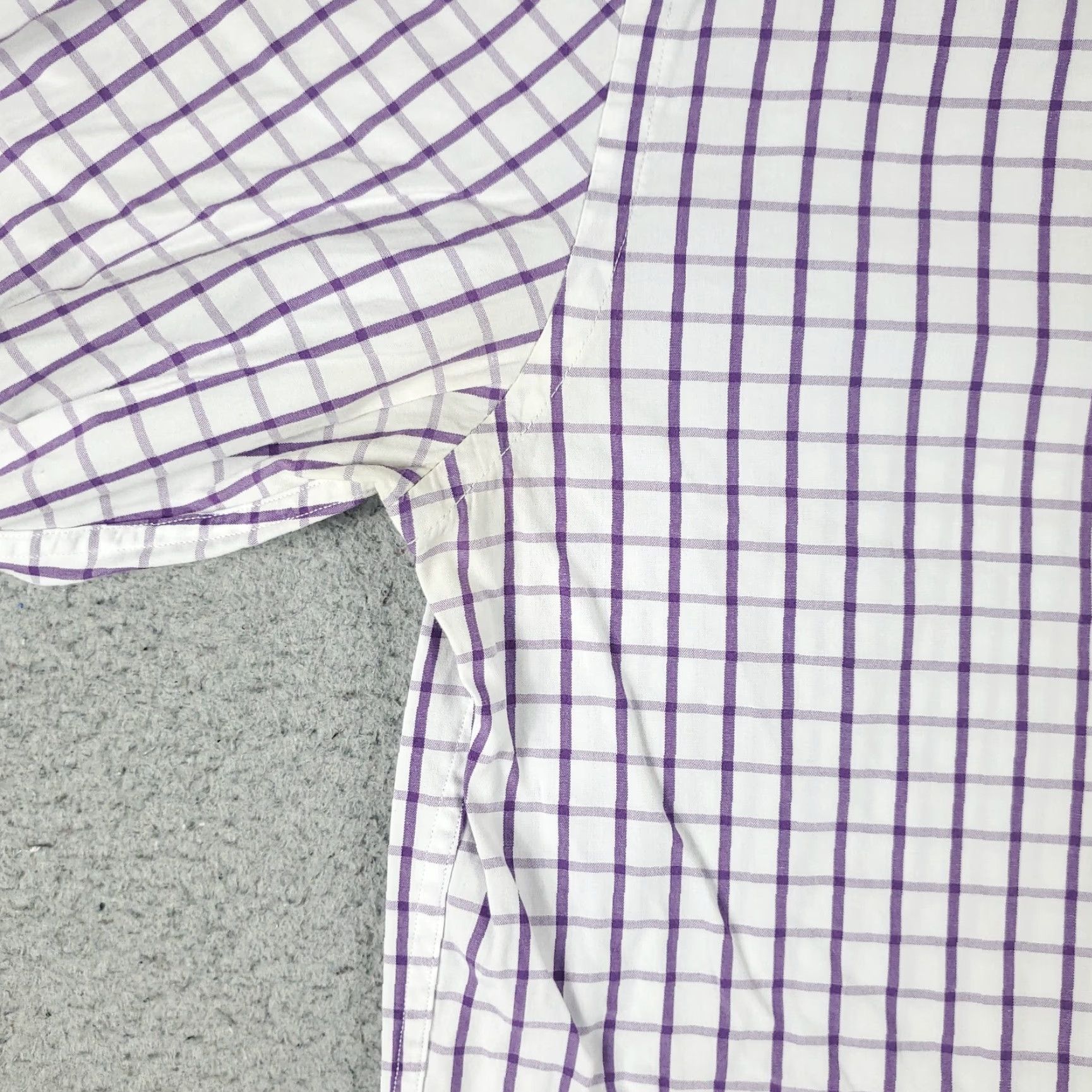 Tommy Hilfiger VINTAGE Tommy Hilfiger Shirt Mens 15 Purple White Check Dress Button Up Long Sleeve Adult Regular 15 Purple American Classic Preppy Wedding Men Size 40R - 3 Thumbnail