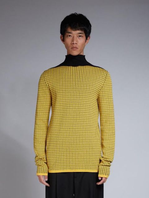 Marni o1w1db11124 Check Turtleneck Sweater in Yellow & Black Size US S / EU 44-46 / 1 - 1 Preview