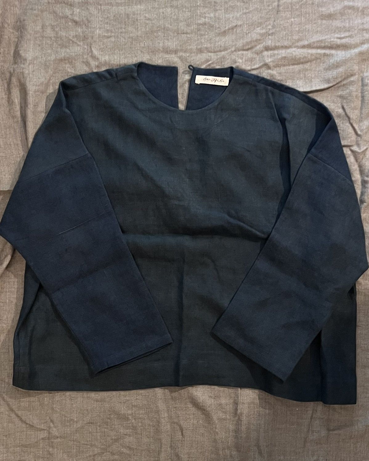 Aviva jifei xue indigo collarless long sleeve