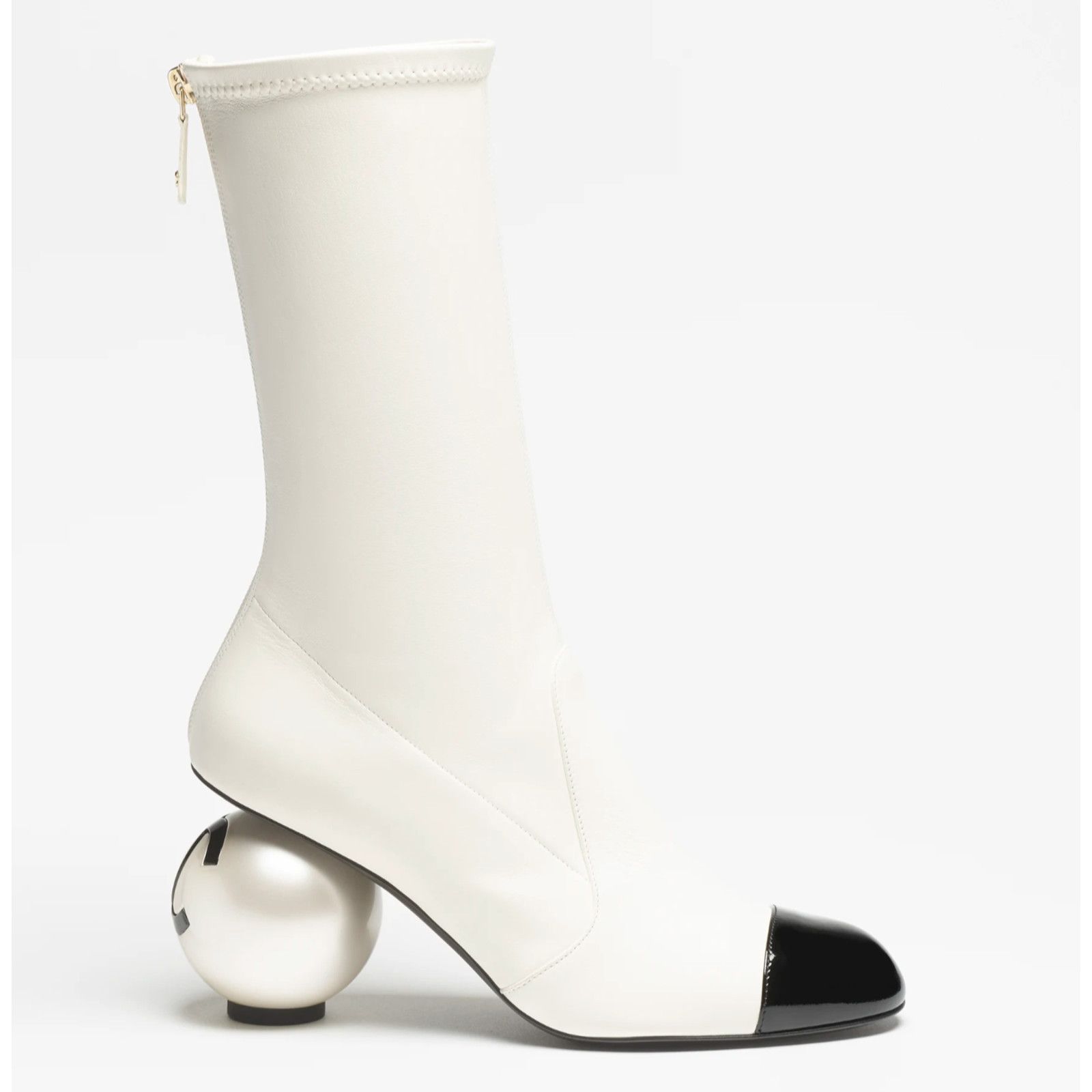 Chanel Pearl Ball Heel CC Logo Stretch Leather Midcalf Boot 39 Size US 9 / IT 39 - 7 Thumbnail