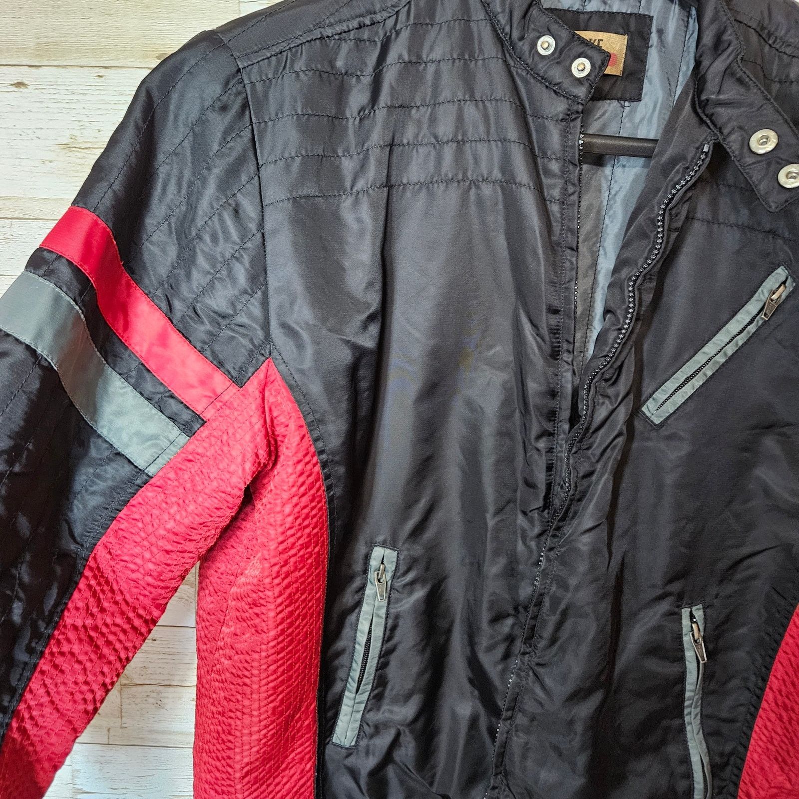 BKE Quilted Moto Bomber Jacket Y2K Quilted Biker