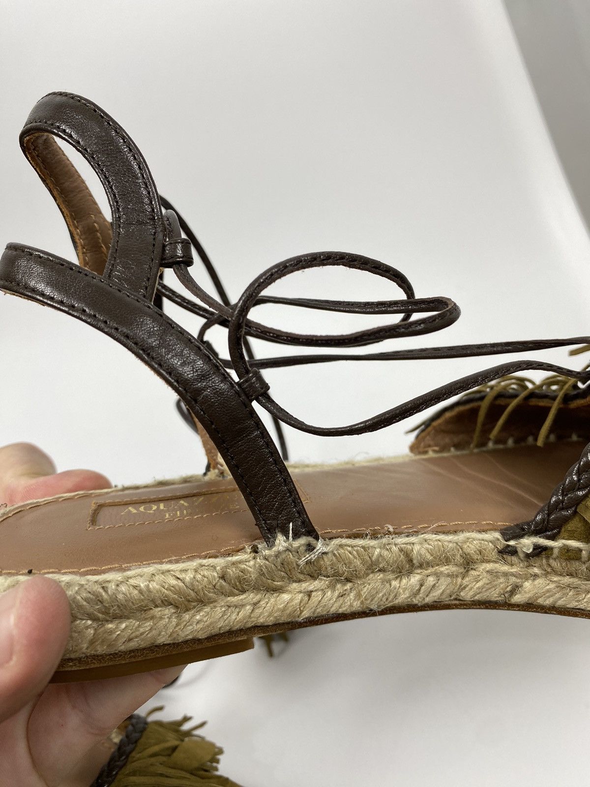 Aquazzura Aquazzura Pocahontas Fringed Suede Lace-Up Espadrille Flats Size US 7 / IT 37 - 10 Thumbnail