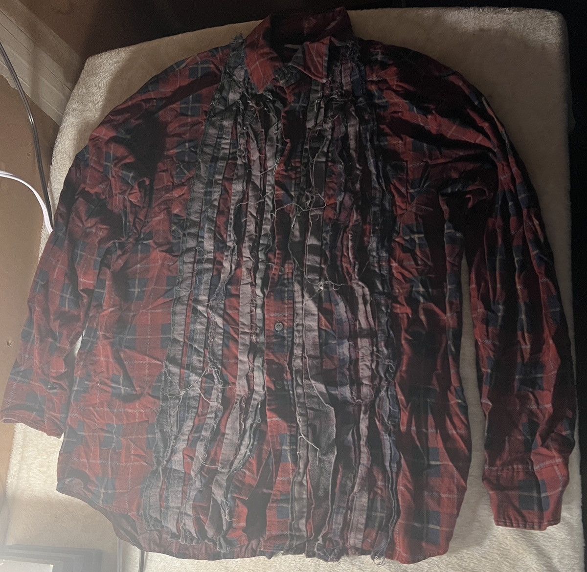 image of Needles Rebuild Ribbon Button Up Flannnel Shirt, Men's (Size Medium)