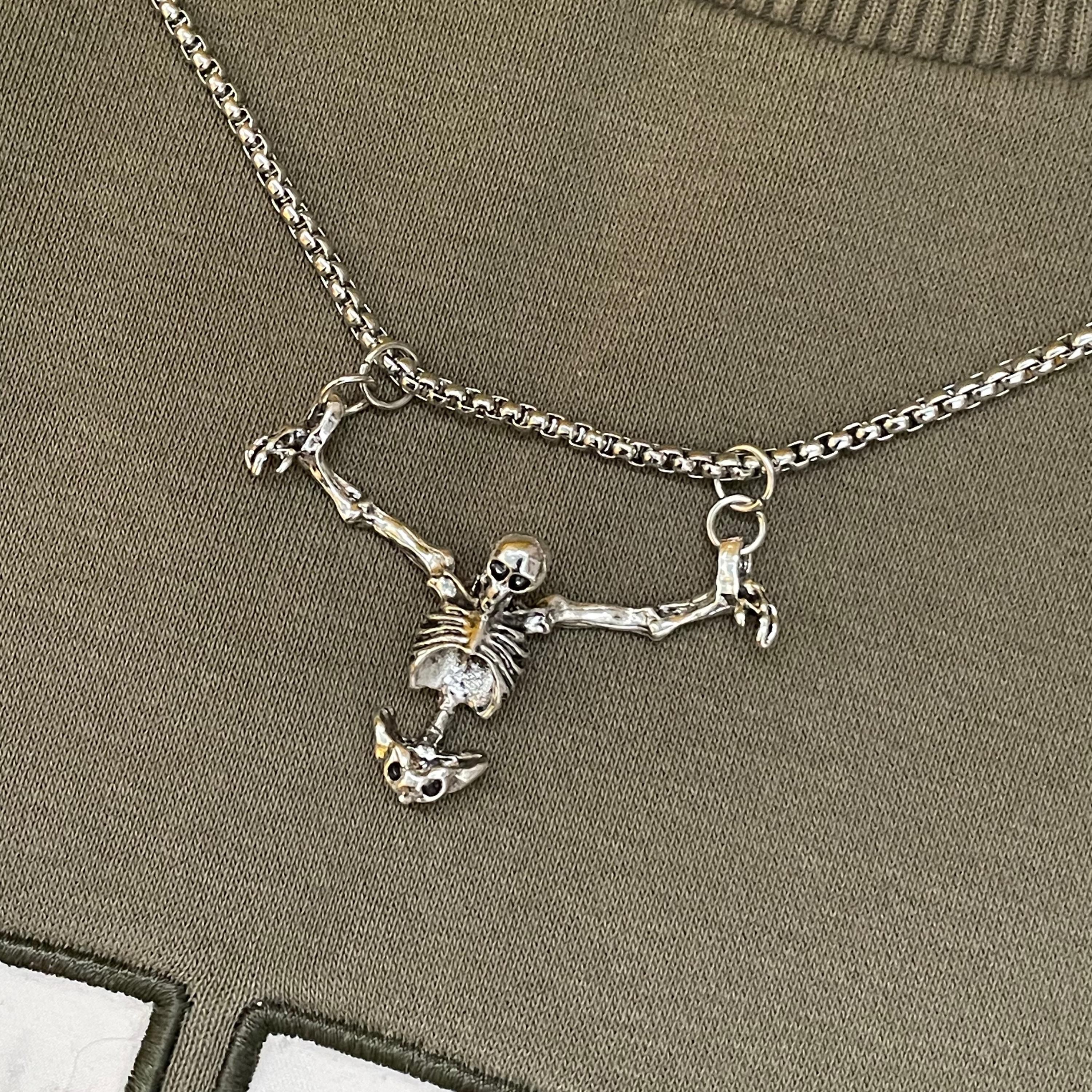 Other Gothic Skeleton Pendant Necklace Grunge Punk Jewelry Size ONE SIZE - 9 Thumbnail