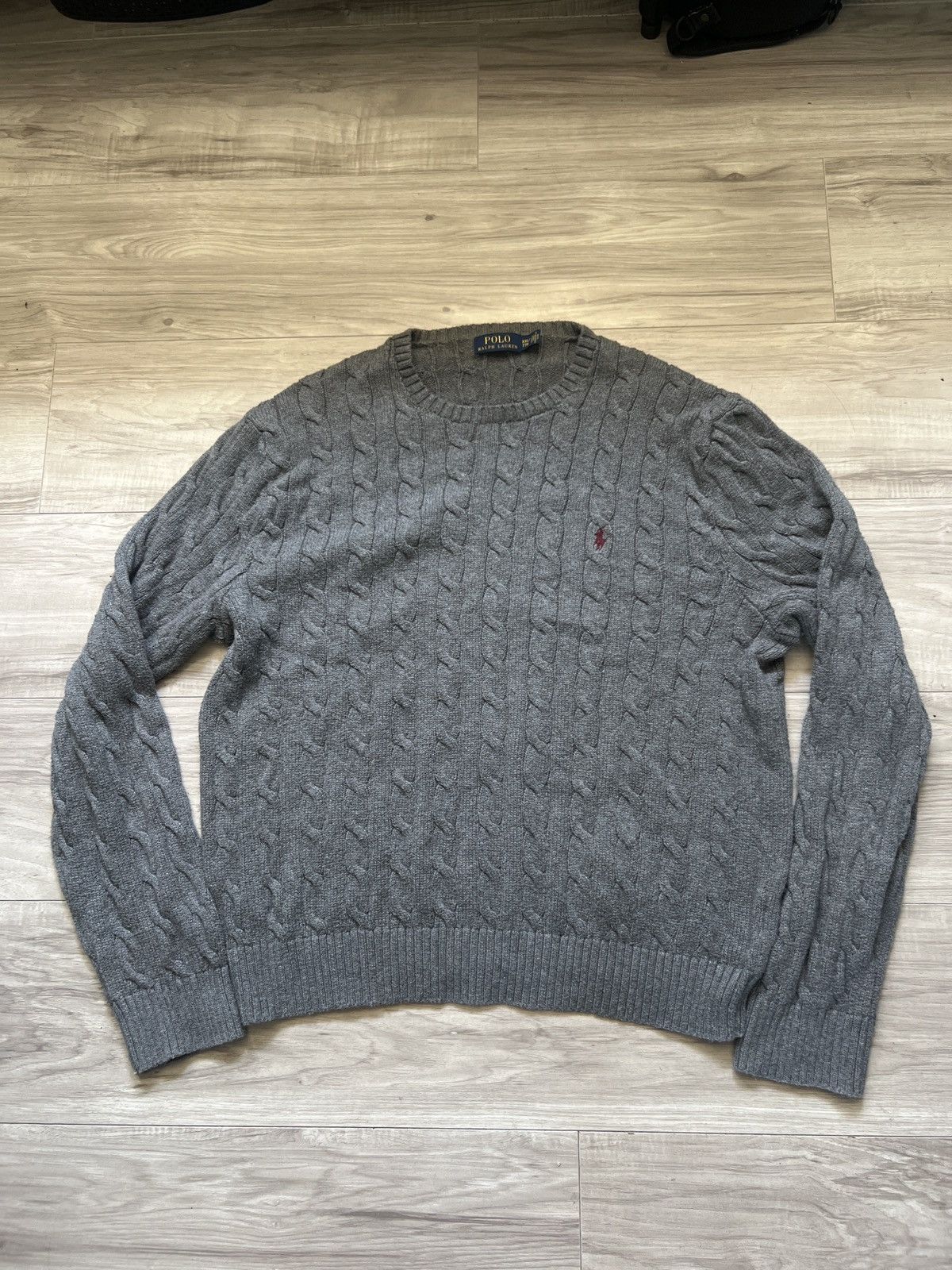 Polo Ralph Lauren Polo Ralph Lauren Mens Cable Knit Grey Crew Neck Sweater Size US XXL / EU 58 / 5 - 1 Thumbnail