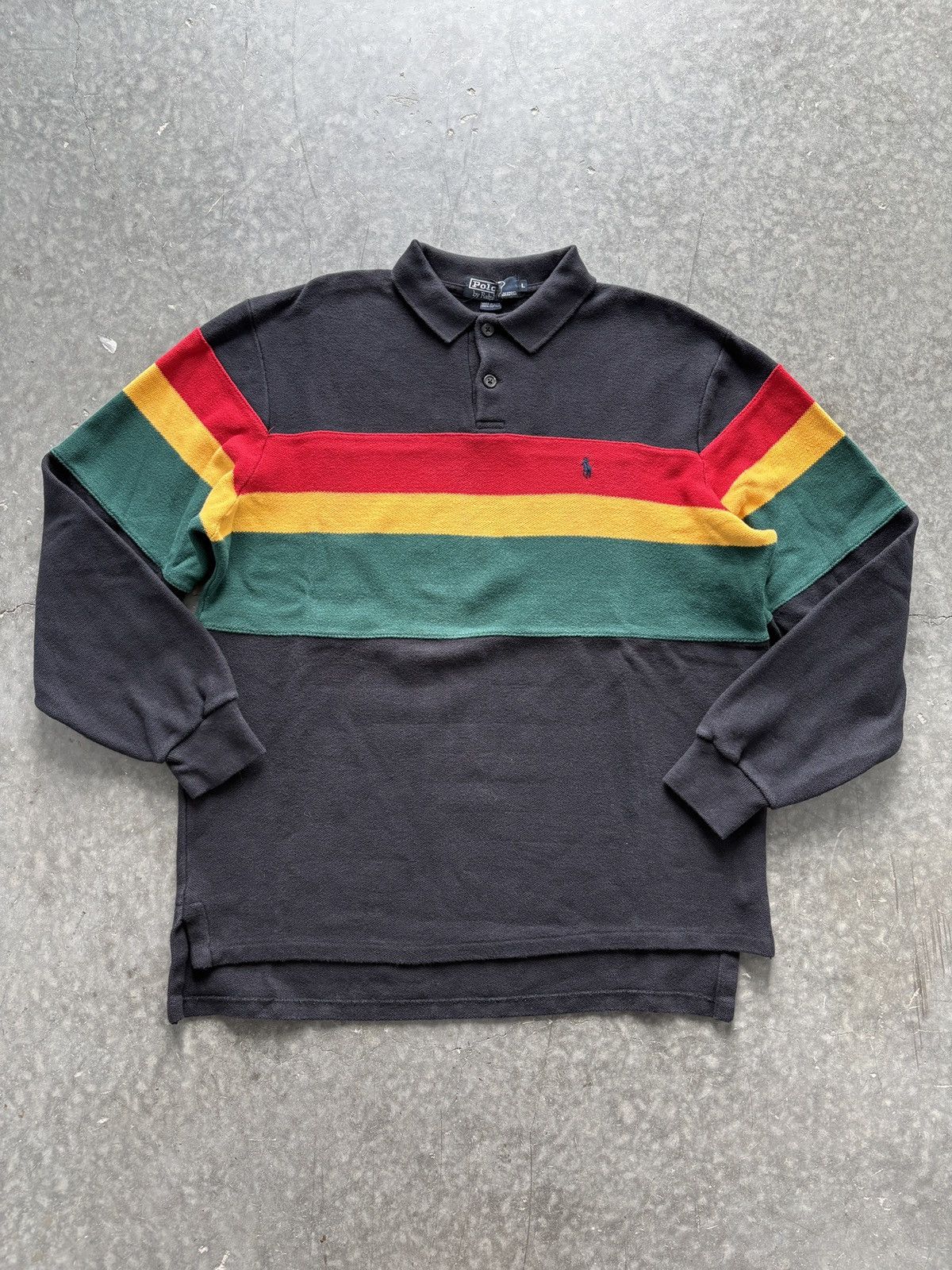 Polo Ralph Lauren Vintage 90s Polo Ralph Lauren Knit Longsleeve Polo Striped Size US L / EU 52-54 / 3 - 1 Thumbnail