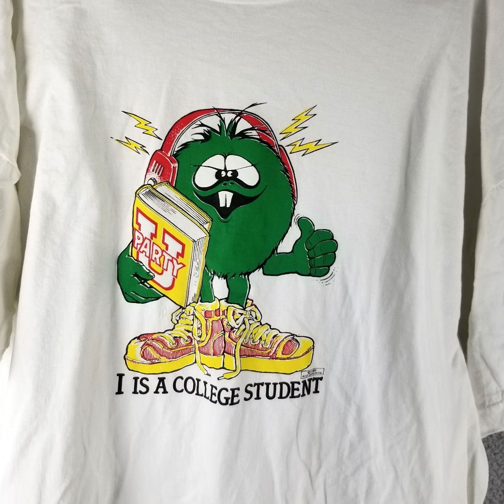 Vintage Vintage 1989 T-Shirt XL White Crew Neck Short Sleeve Looney Tunes College University Graphic Print Animals Nerd Retro Logo Men Shirt Size US XL / EU 56 / 4 - 2 Thumbnail