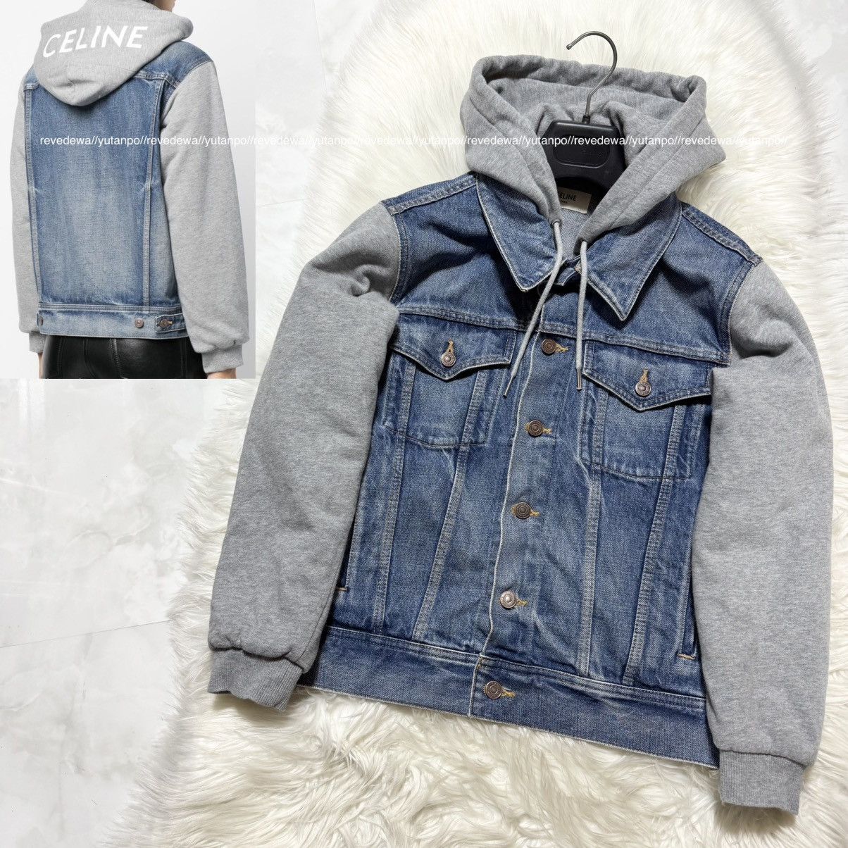 Celine Celine Union Wash Hooded Sweat Docking Trucker Denim Jacket Size XS / US 0-2 / IT 36-38 - 1 Thumbnail