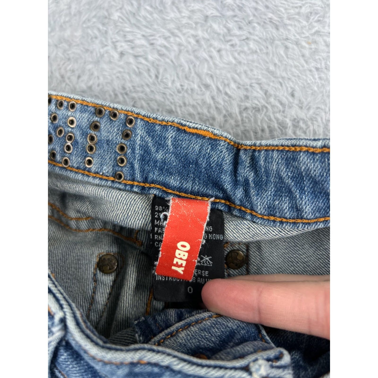 Obey OBEY Jeans 0 24x29 Blue Denim Straight Ankle Zip Studded Womens Size 25" / US 0 / IT 36 - 7 Thumbnail