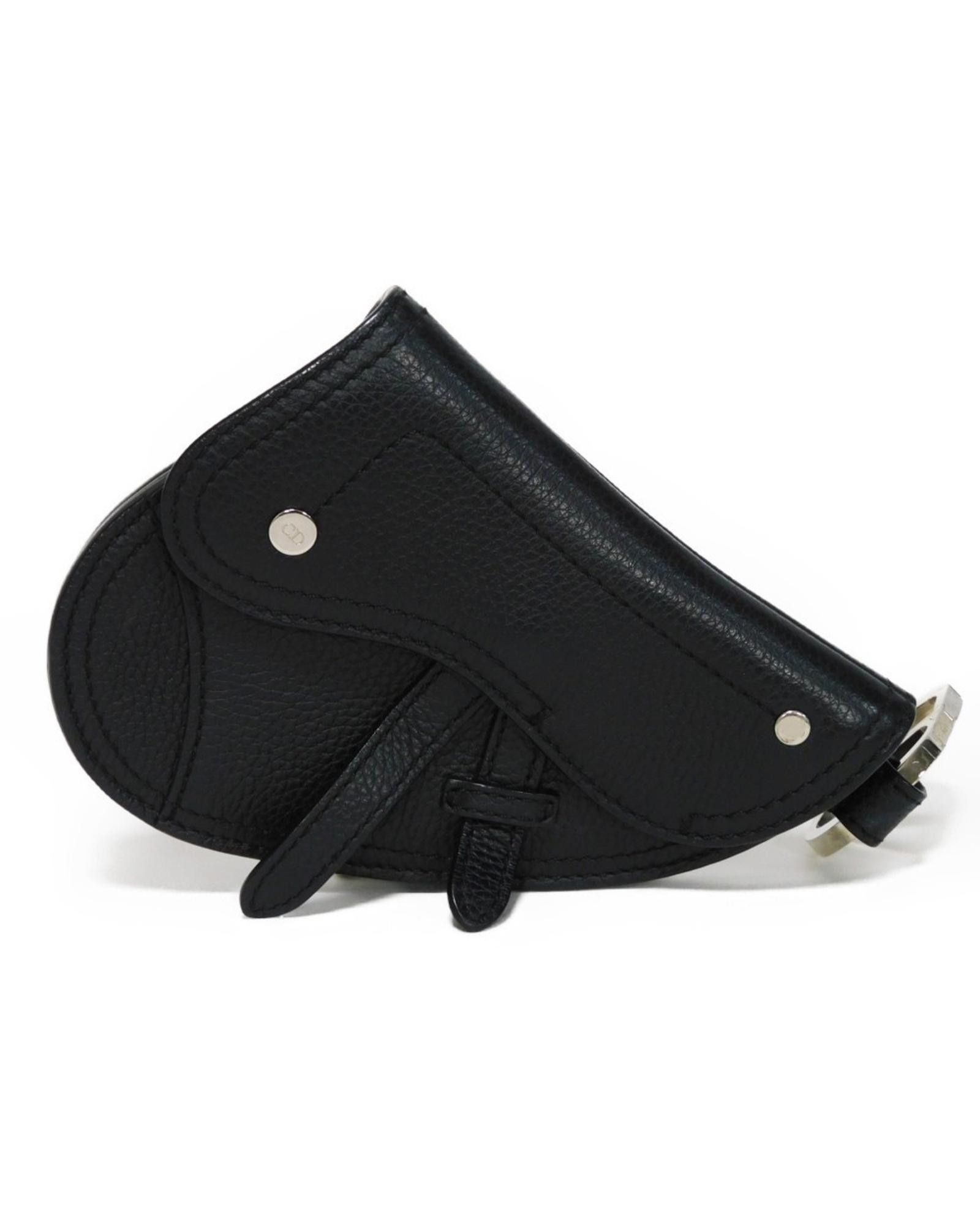 image of Dior Elegant Black Leather Keyring, Women's
