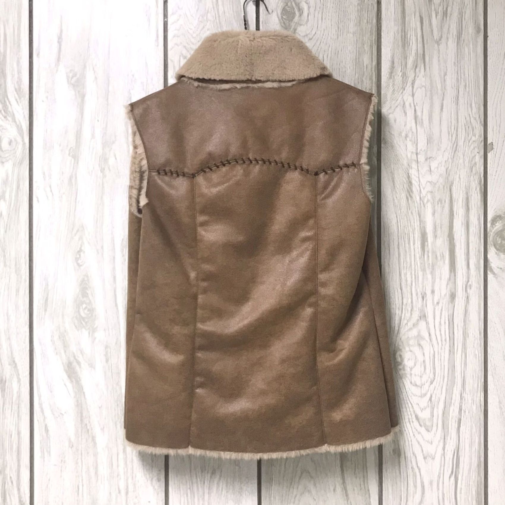Vintage VINTAGE Cripple Creek Women Vest Western Open Faux Suede/Faux Fur Lining Brown M Size M / US 6-8 / IT 42-44 - 2 Thumbnail
