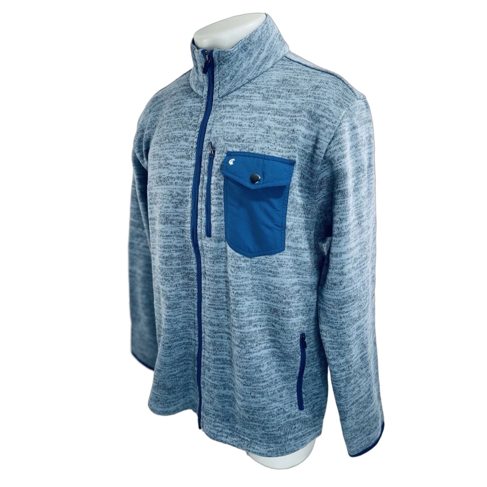Logo 7 Criquet Austin - NEW w TAG - Fleece Full Zip Embroidered Logo L Sweater Jacket Shirt Mens Heather Blue CQ45 Size US L / EU 52-54 / 3 - 1 Thumbnail