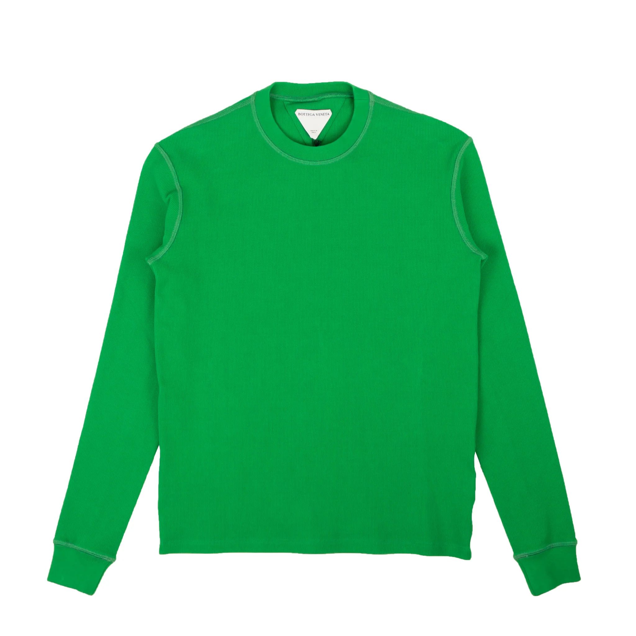 image of Bottega Veneta Parakeet Green Waffle Knit Cotton Sweater, Men's (Size Medium)