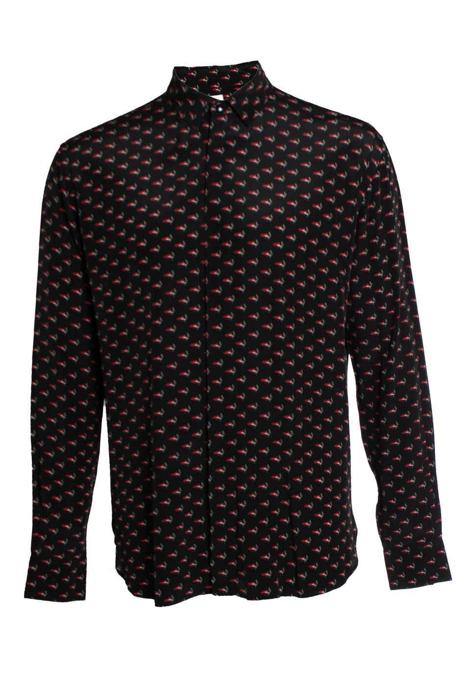 Saint Laurent Paris Saint Laurent, smoking lips heart print shirt 2017 Size US L / EU 52-54 / 3 - 1 Thumbnail