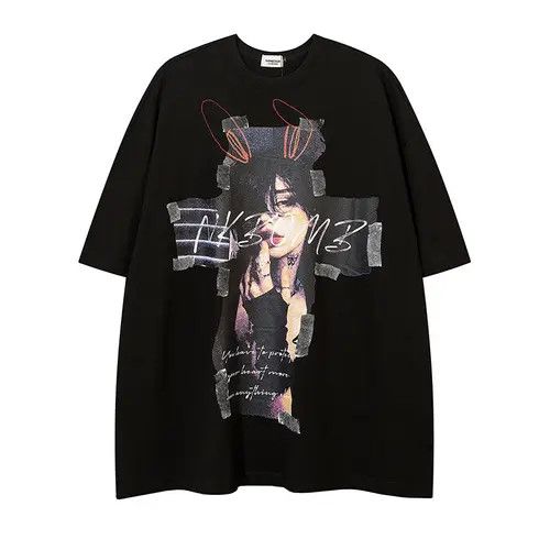 Other Fashion cross anime girl print men's loose t-shirt Size US L / EU 52-54 / 3 - 3 Thumbnail