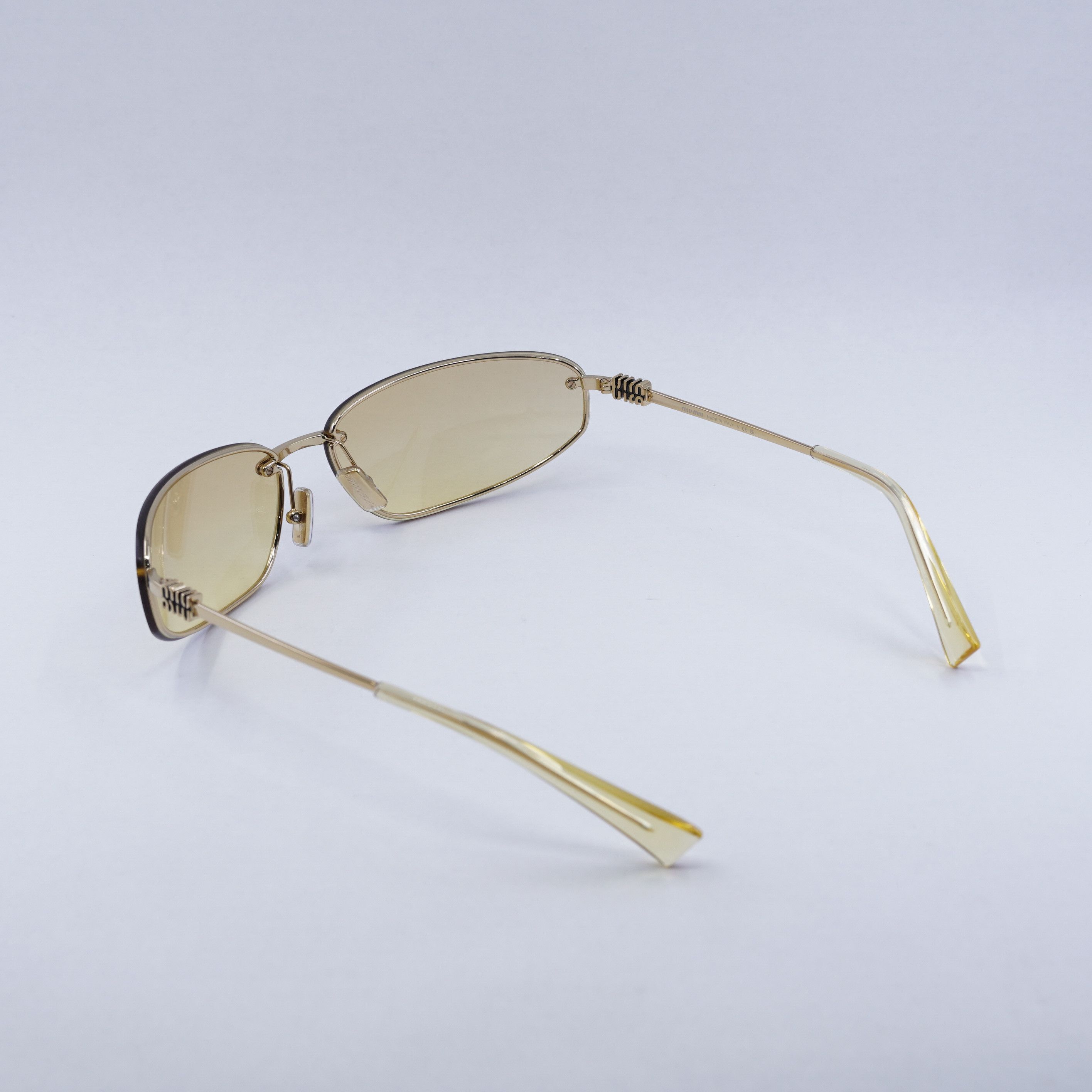 Miu Miu Miu Miu MUA50S 5AK7R1 Sunglasses Gold Rectangle Frame Size ONE SIZE - 5 Thumbnail