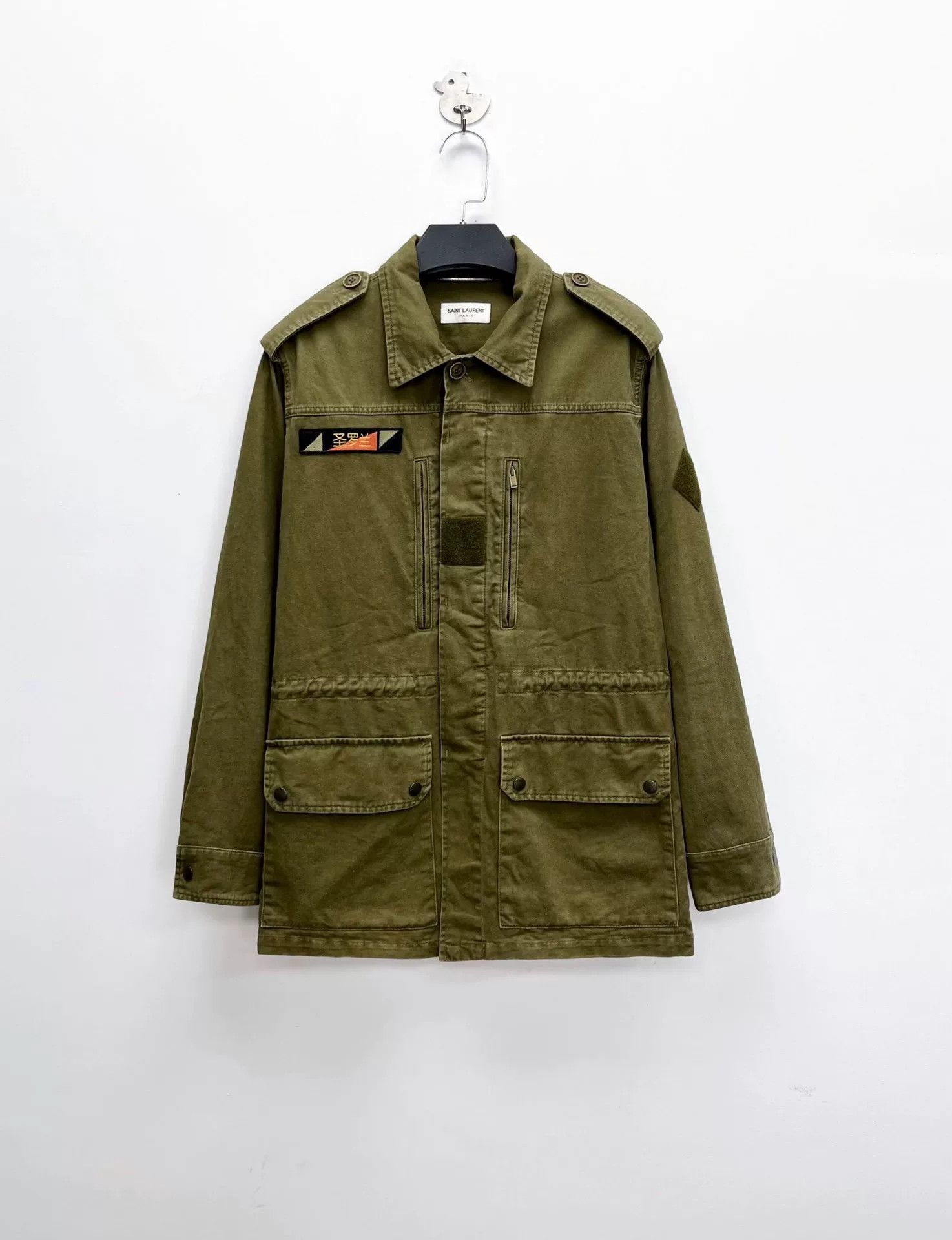 Saint Laurent Paris army green distressed logo denim jacket Size US L / EU 52-54 / 3 - 1 Thumbnail