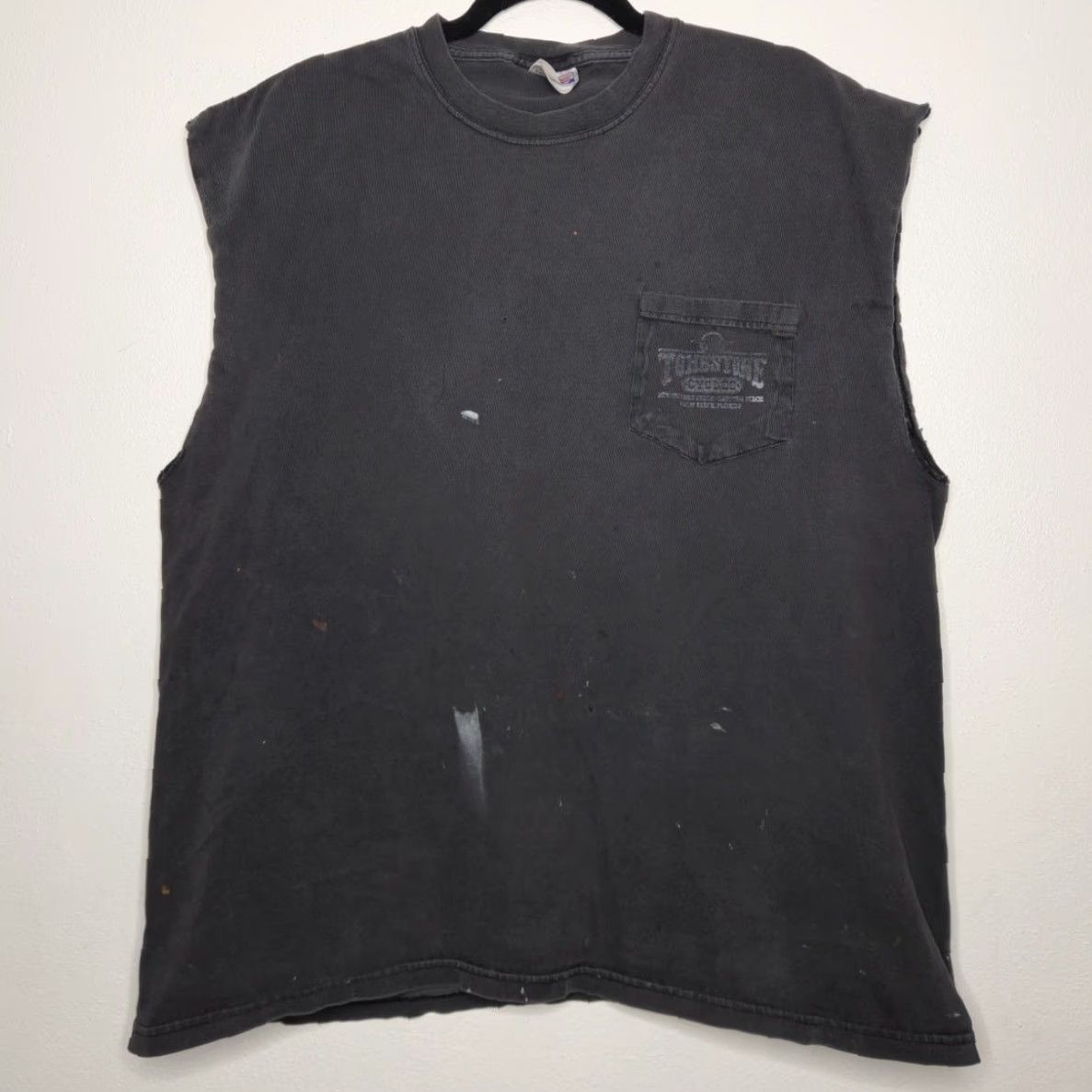 Hanes VINTAGE Tombstone Cycles Biker Harley Davidson Chopped Sleeveless Thrash Grunge Shirt XL Black Unisex Adults Boys Girls Mens Womens Hanes Size US XL / EU 56 / 4 - 2 Thumbnail