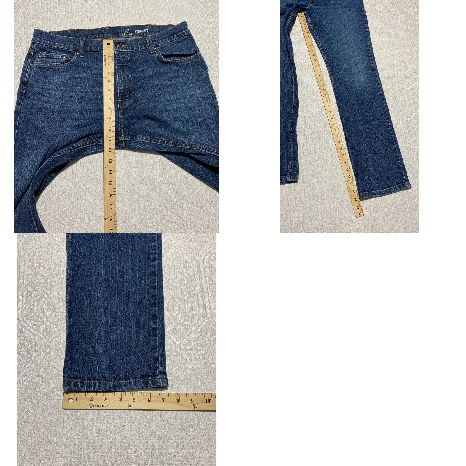 George GEORGE Jeans Mens Straight Leg Size 36x34 Dark Wash Denim Pants Blue 5-Pocket Comfort Stretch Regular Rise Mid 34 In Inseam Jeans Mens Size US 36 / EU 52 - 8 Thumbnail