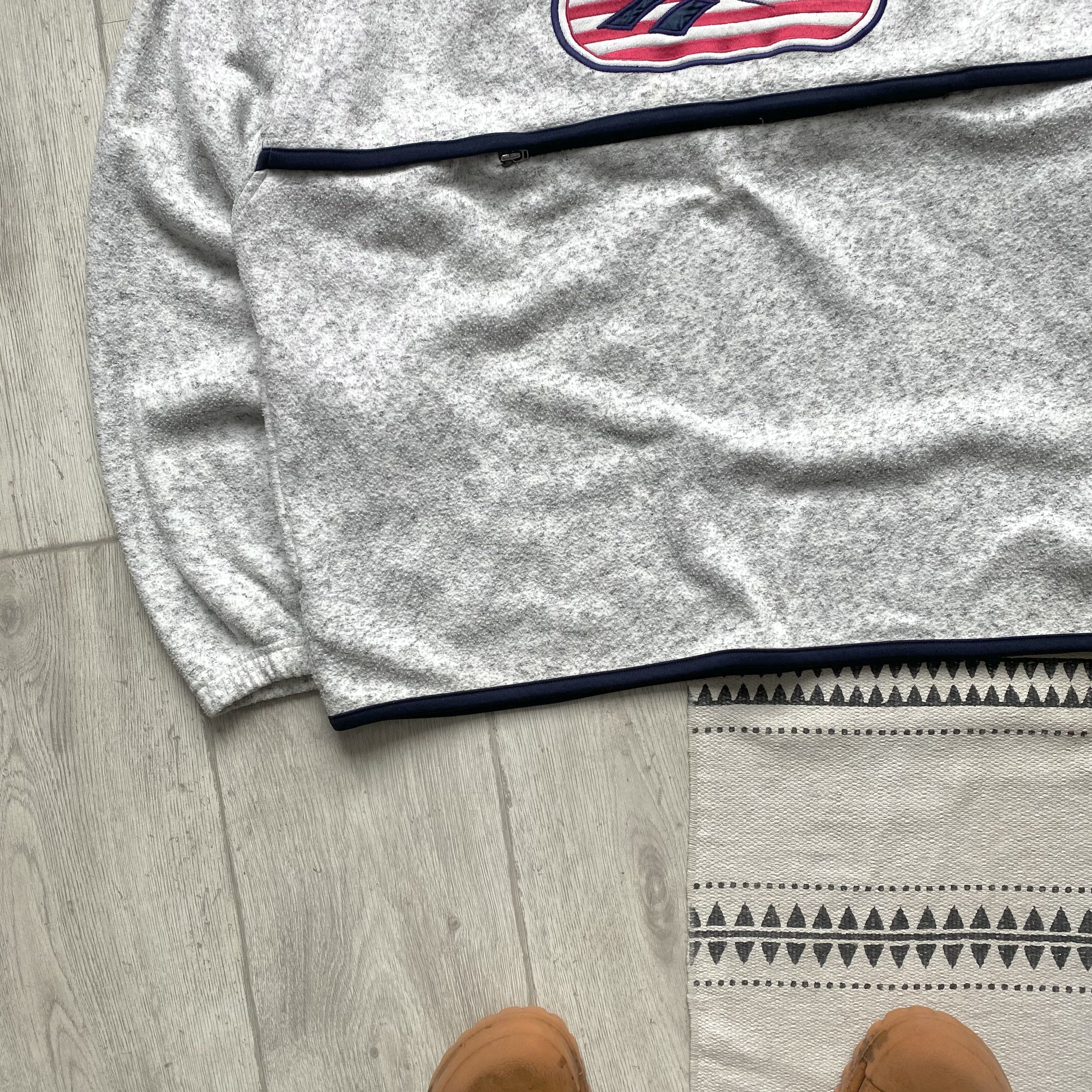Reebok Vintage 80-90s Reebok Fleece Sweater Centr Logo Anorak Size US XL / EU 56 / 4 - 2 Thumbnail