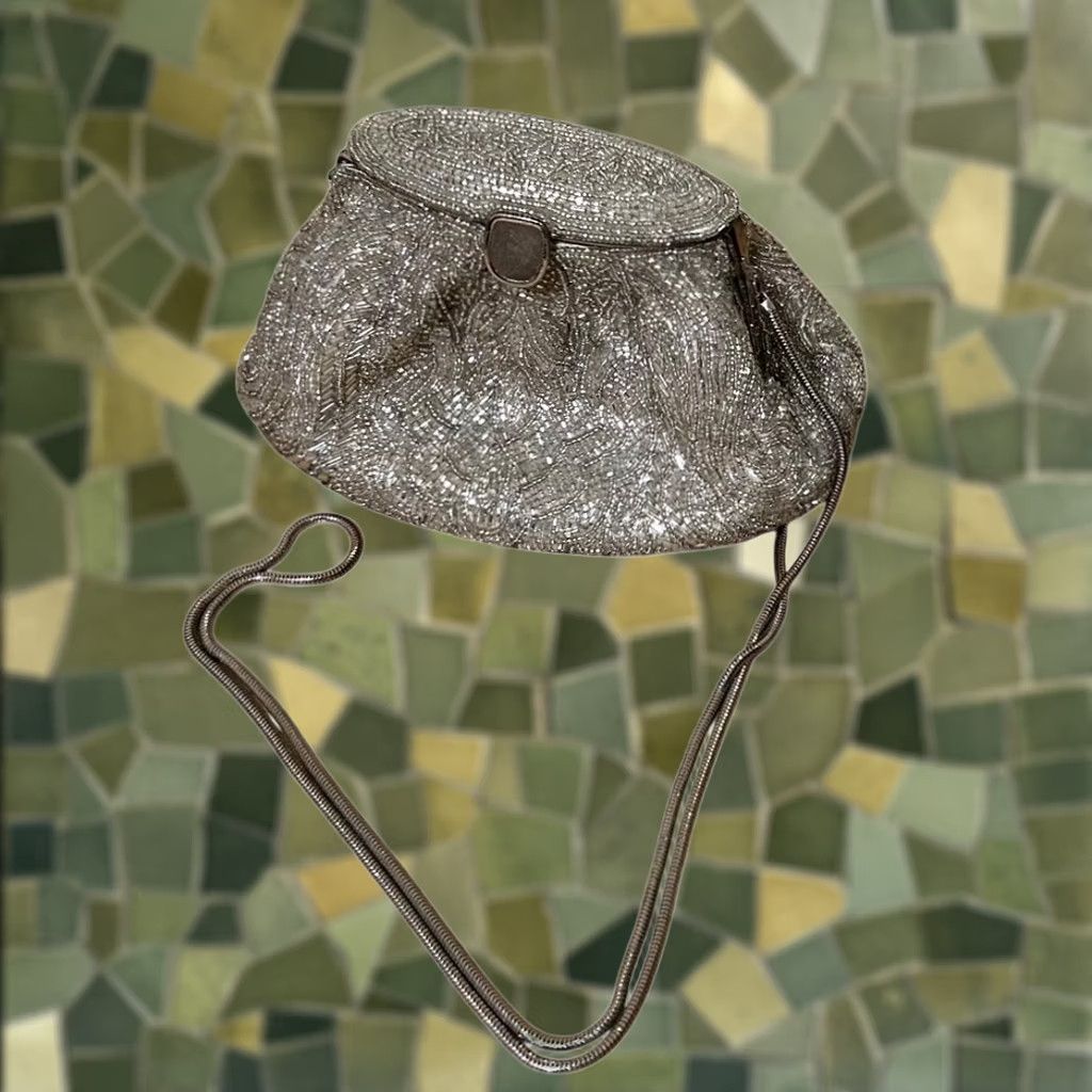 Nique VINTAGE Le Regale Evening Bag Beaded Art Deco Handmade Silver Stunning Unique Bag Size ONE SIZE - 1 Thumbnail