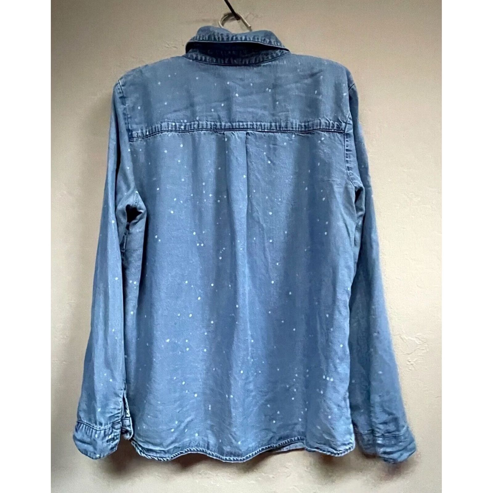 Splendid Splendid Women's Chambray Button Up Splatter Shirt Long Sleeve Top XL Blue Size XL / US 12-14 / IT 48-50 - 2 Thumbnail