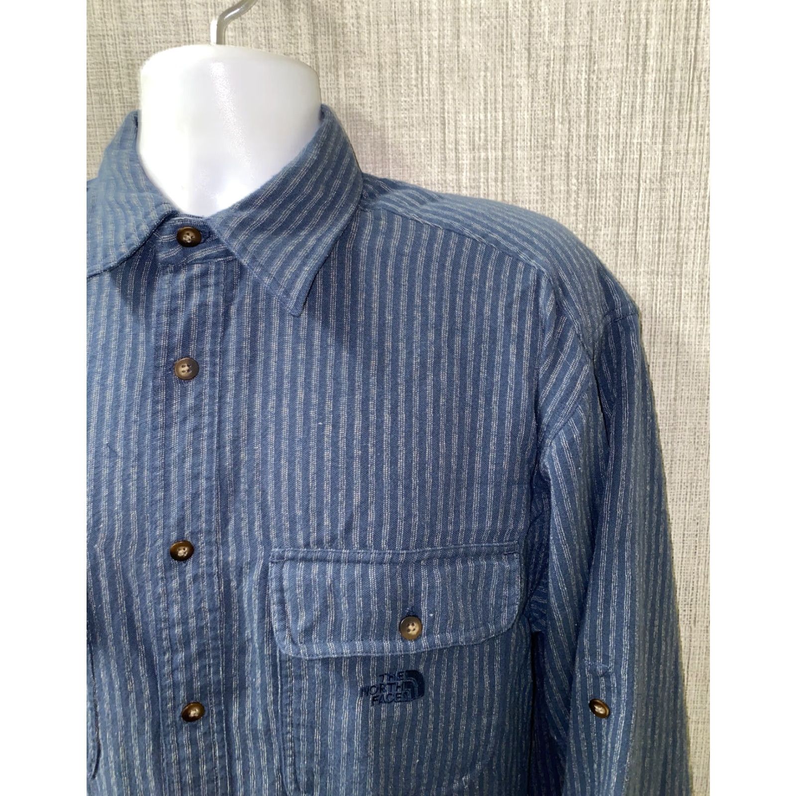 The North Face The North Face Shirt Mens Blue Striped Long Sleeve Button Front Size M Size US M / EU 48-50 / 2 - 2 Thumbnail