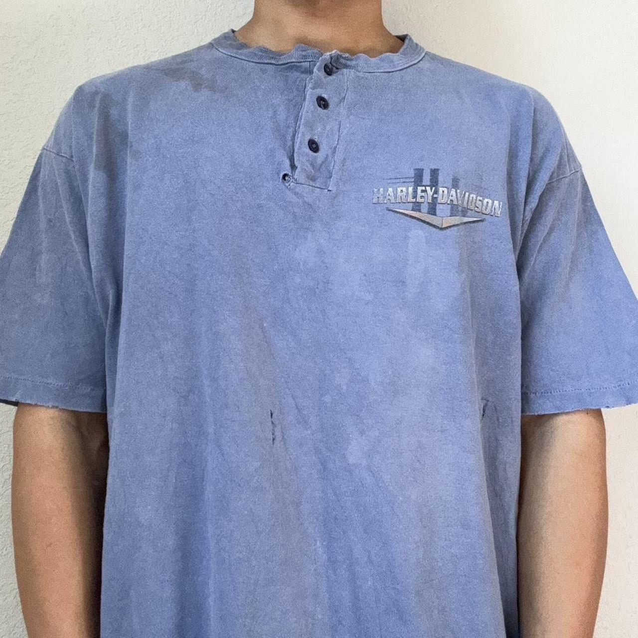 Harley Davidson × Vintage Vintage Harley Davidson 1990s Graphics Blue Tee Shirt Size US XL / EU 56 / 4 - 4 Thumbnail