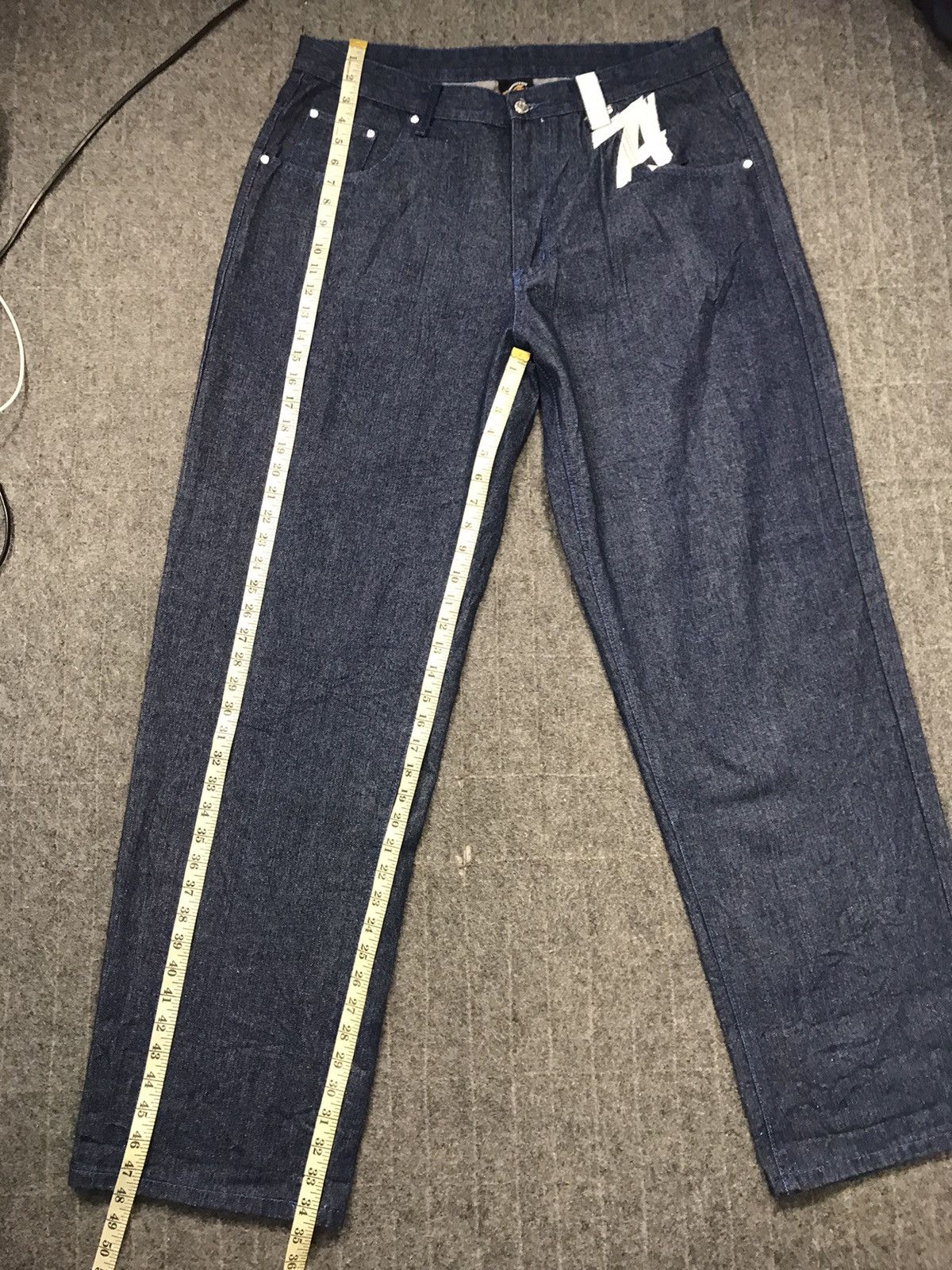 Vintage D.O.P Denim Gangsta 13 La Dark Indigo Denim Baggy Hiphop Size US 38 / EU 54 - 14 Thumbnail