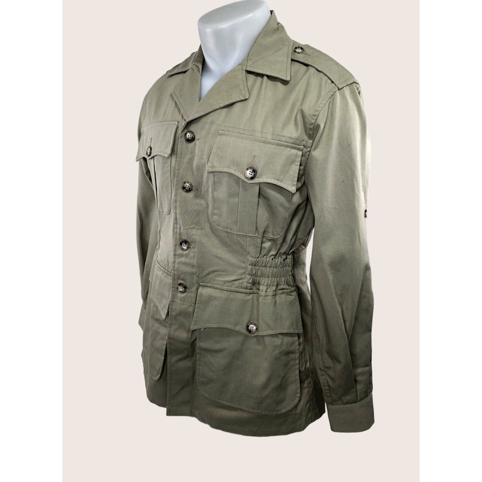 Vintage WILLIS & GEIGER Safari Jacket Shirt Womens S Khaki / Slightly Greenish Tan Grace Kelly The Legend NEW w TAGS Bush Poplin Safari Jacket Size S / US 4 / IT 40 - 1 Thumbnail