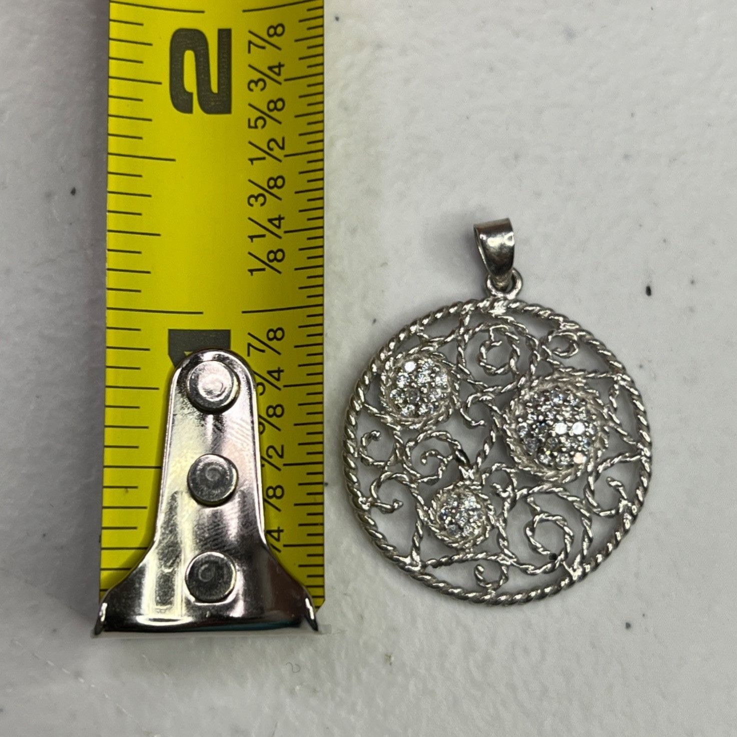 Designer Sterling Silver Filigree Pendant With Floral Design Size ONE SIZE - 3 Thumbnail
