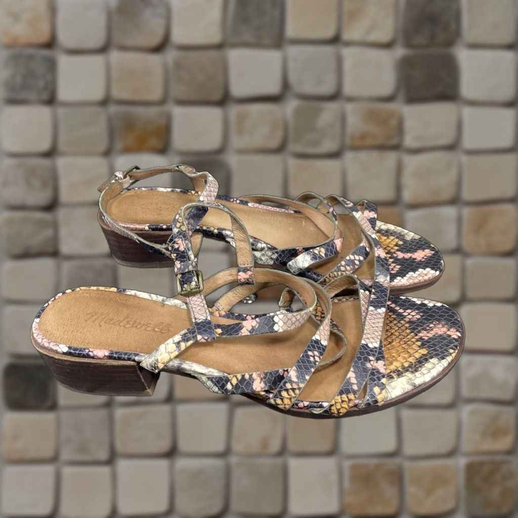 Madewell Madewell The Lori Sandals Womens Size 8.5 Multicolor Snake Embossed Leather Strappy Casual Outdoor Size US 6.5 / IT 36.5 - 1 Thumbnail