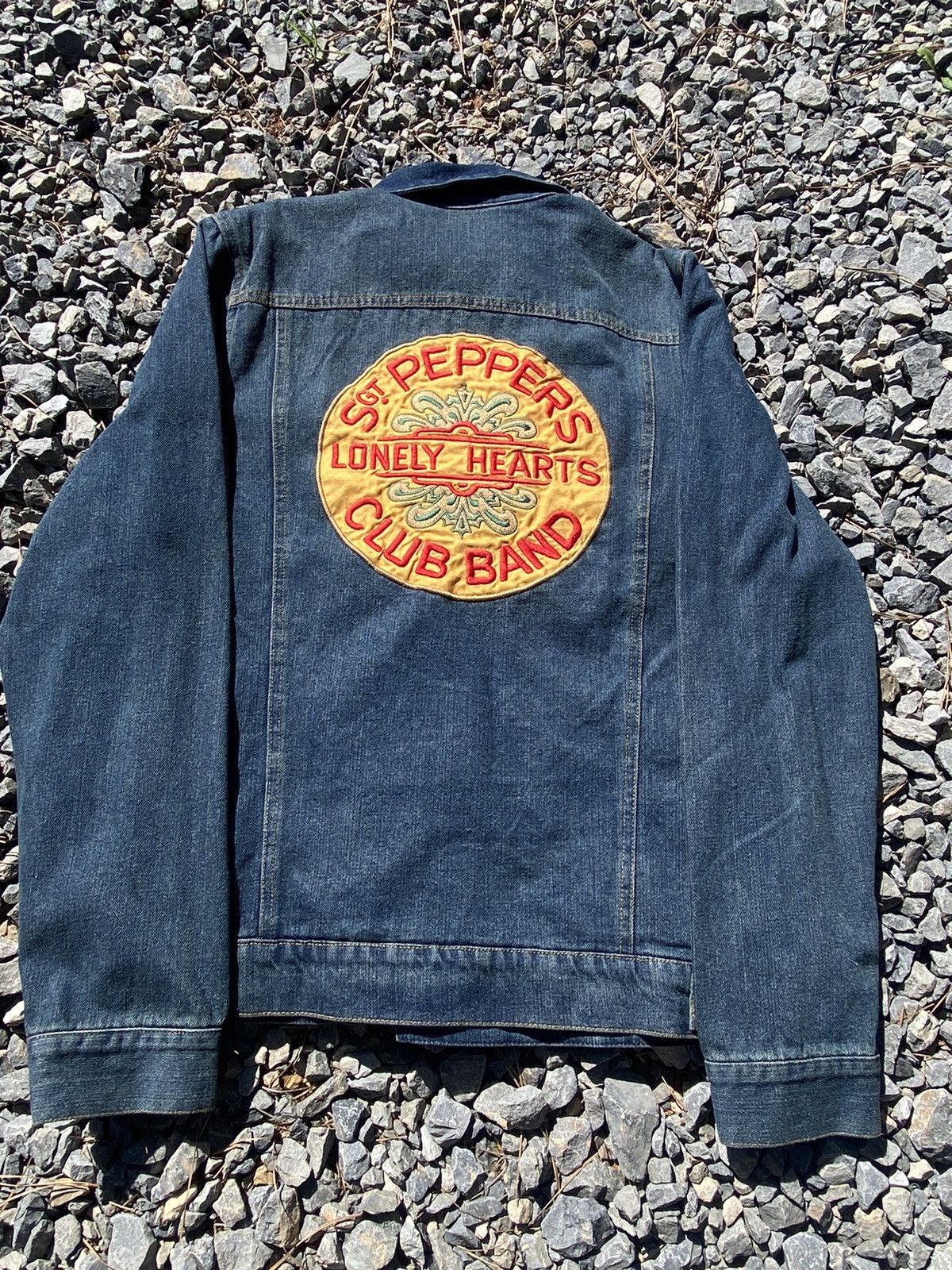 image of Levis x Vintage The Beatles Denim Jacket Limited Edition Sgt Pepper in Blue, Men's (Size Small)