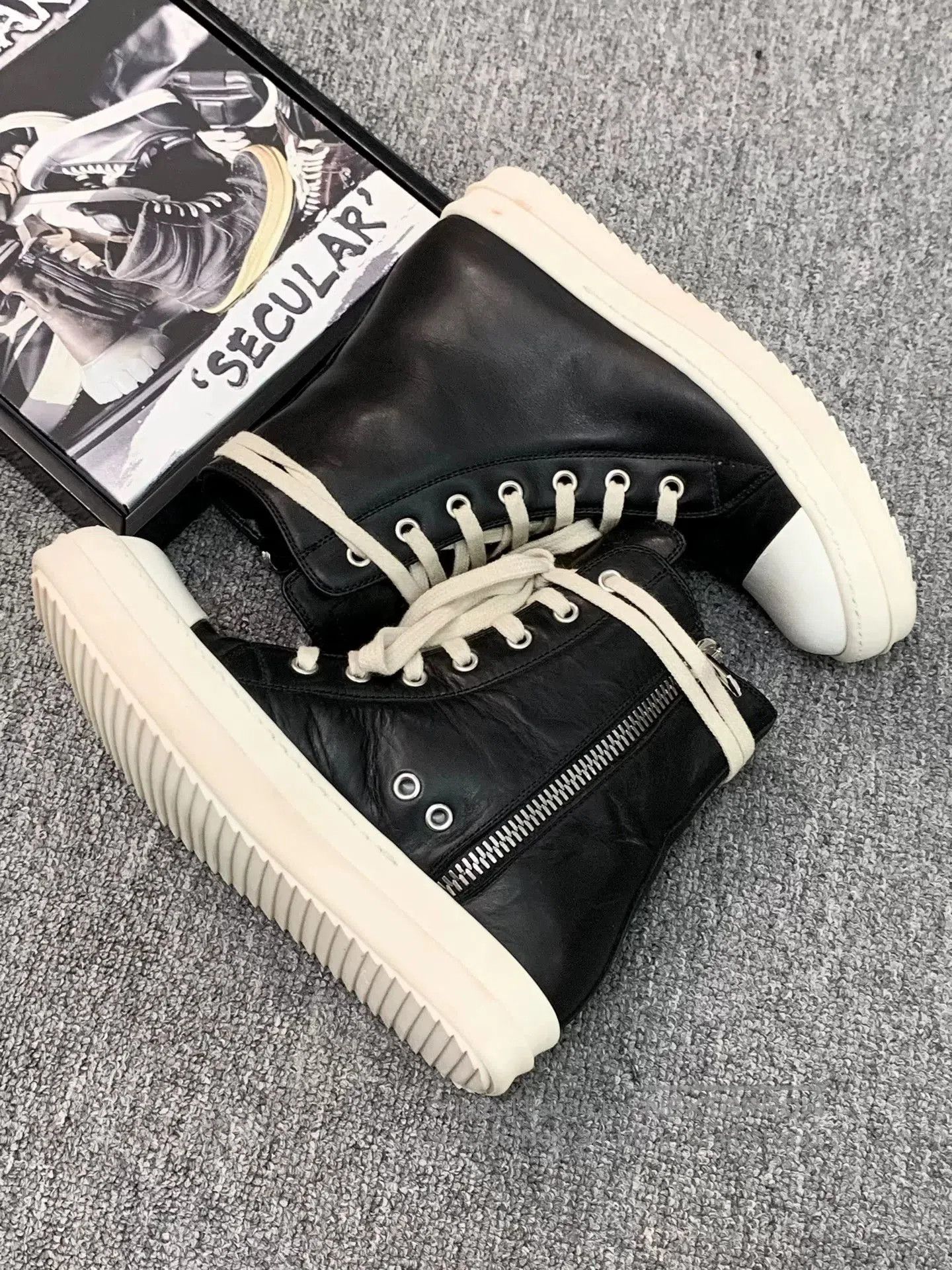 Rick Owens rick owens high top leather sneakers. Size US 6 / EU 39 - 6 Thumbnail