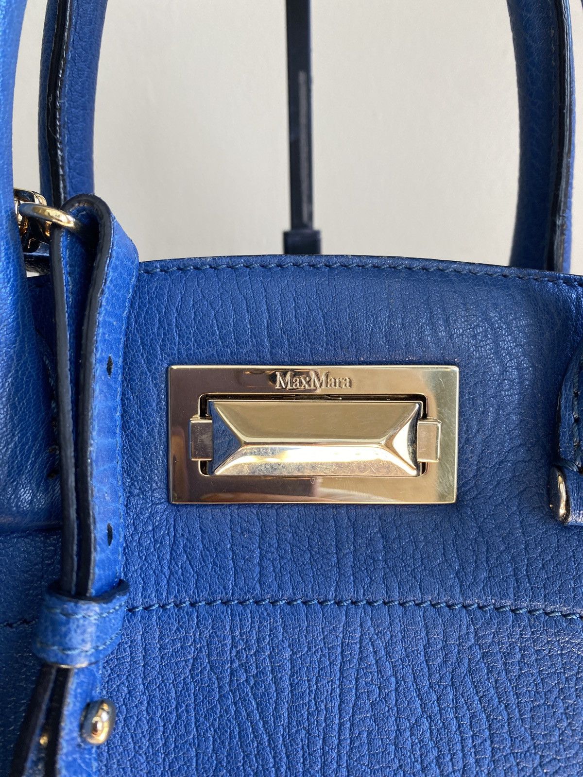 Max Mara Max Mara, blue, pebbled leather convertible bag Size ONE SIZE - 3 Thumbnail