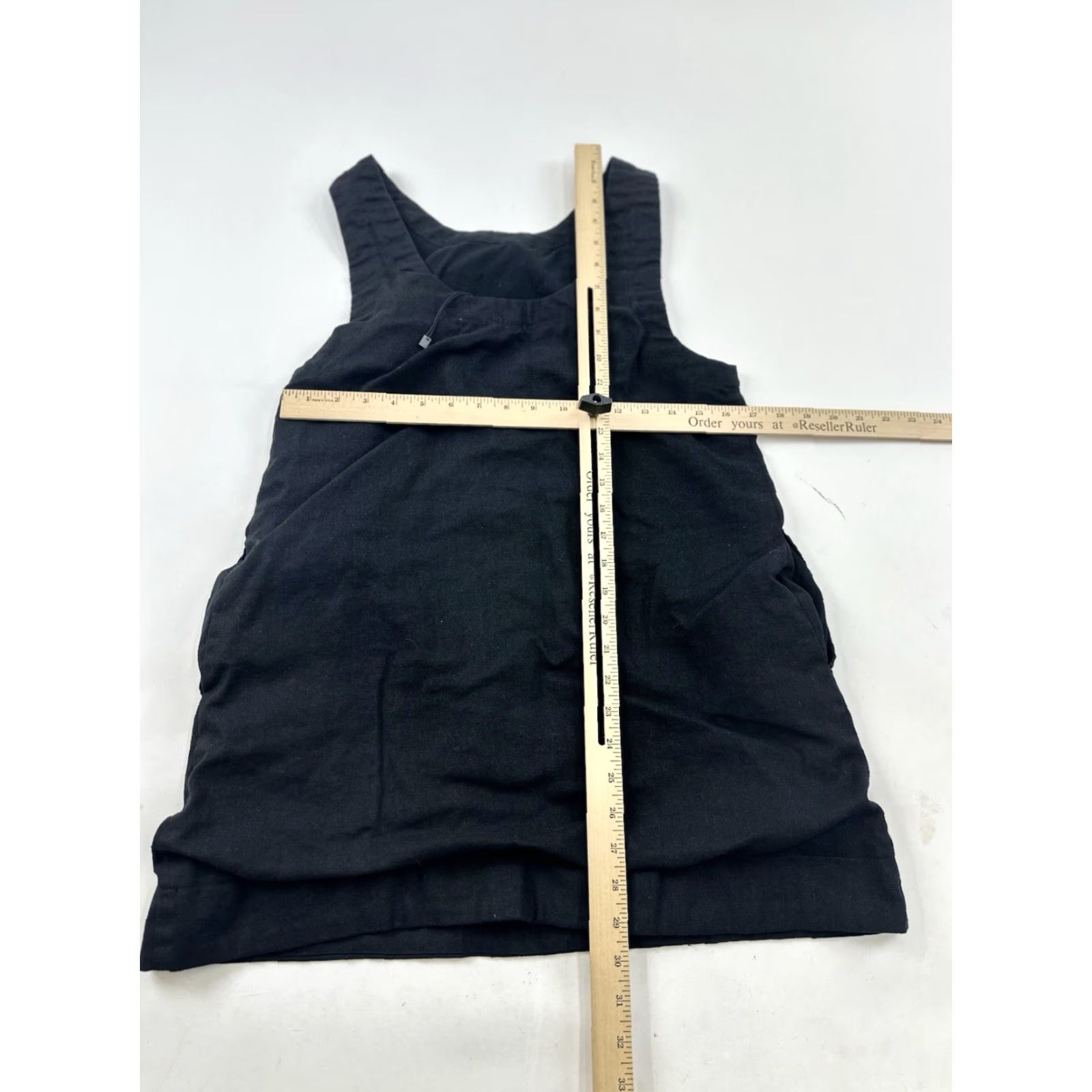 Vintage Stitch & Feather Dress Women’s M Medium Sleeveless Pocket Knee-Length Shift Black Ruffle Party Cocktail Linen Viscose Size M / US 6-8 / IT 42-44 - 6 Thumbnail
