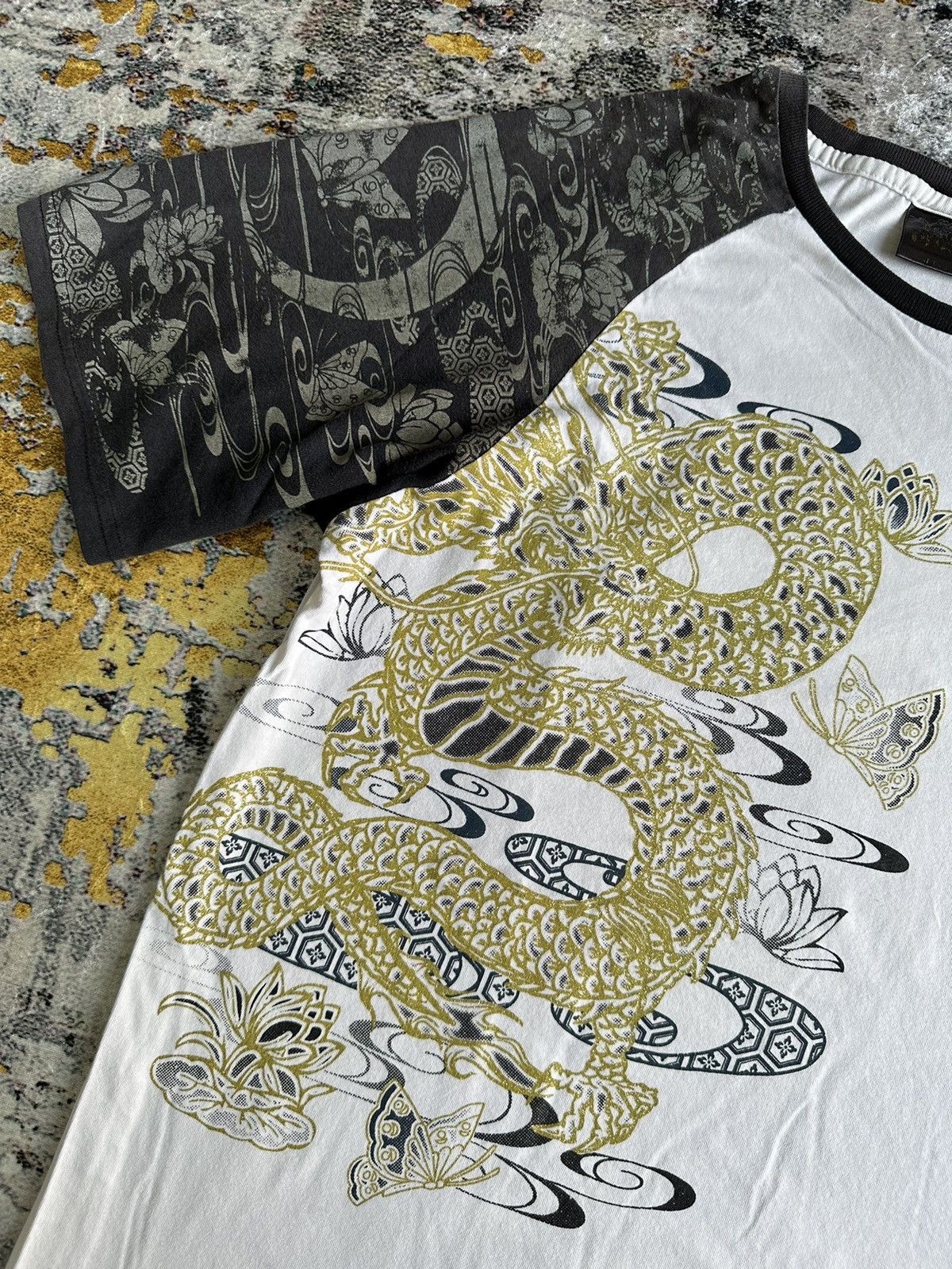 20471120 JAPANESE DRAGON BUTTERFLY OBLO SUKAJAN STYLE Size US L / EU 52-54 / 3 - 4 Thumbnail