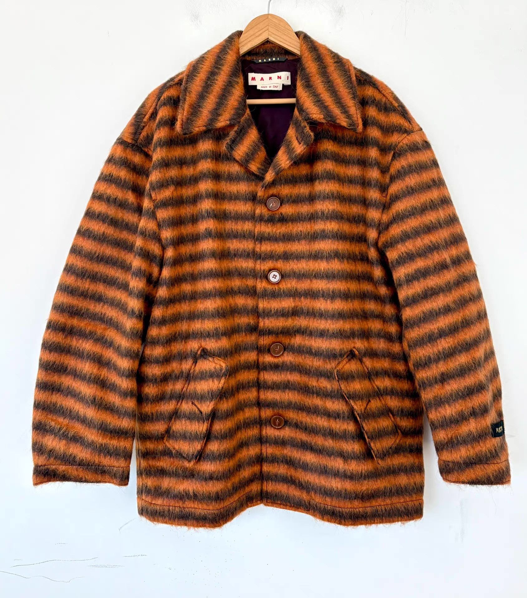 Marni Marni Men's Striped Wool-Blend Coat Ｑ21 Size US M / EU 48-50 / 2 - 1 Thumbnail