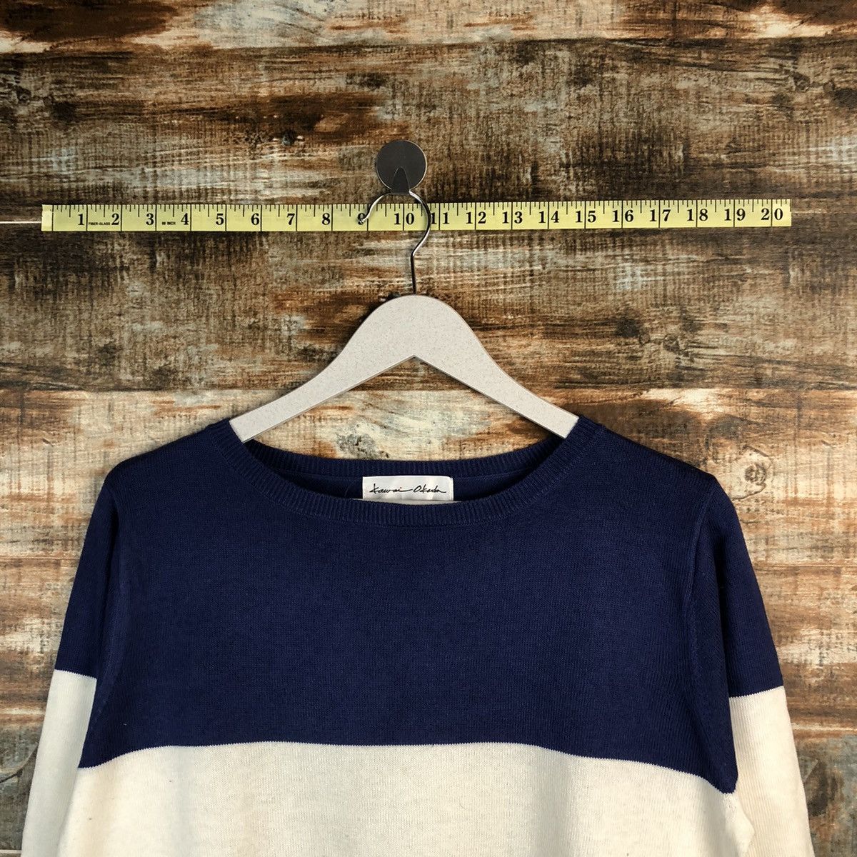 Homespun Knitwear × Japanese Brand × OVER THE STRiPES Kawa Okada Stripe Knitwear #A1253 Size L / US 10 / IT 46 - 4 Thumbnail