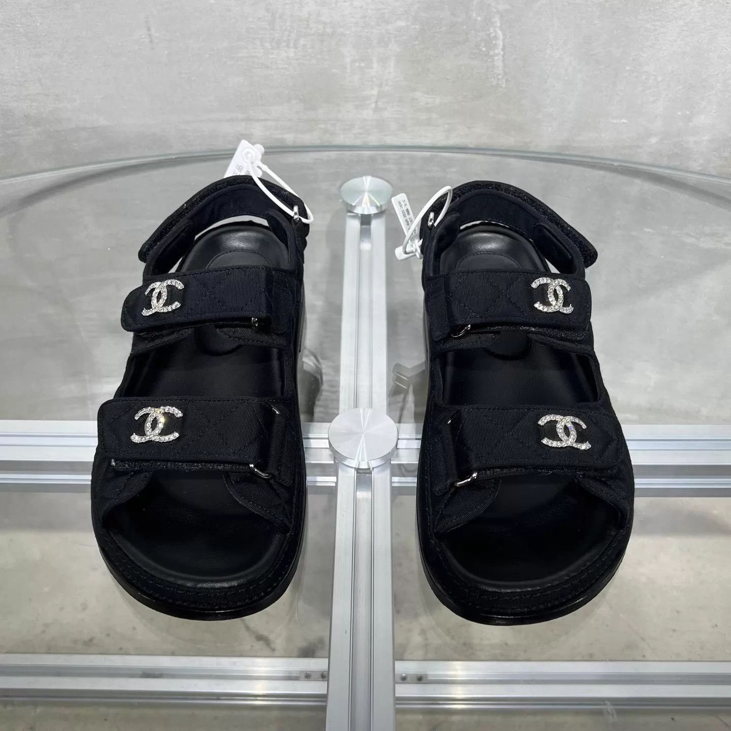 Chanel Chanel CC crystal velcro sandals EUR 37 Size US 6.5 / IT 36.5 - 1 Thumbnail