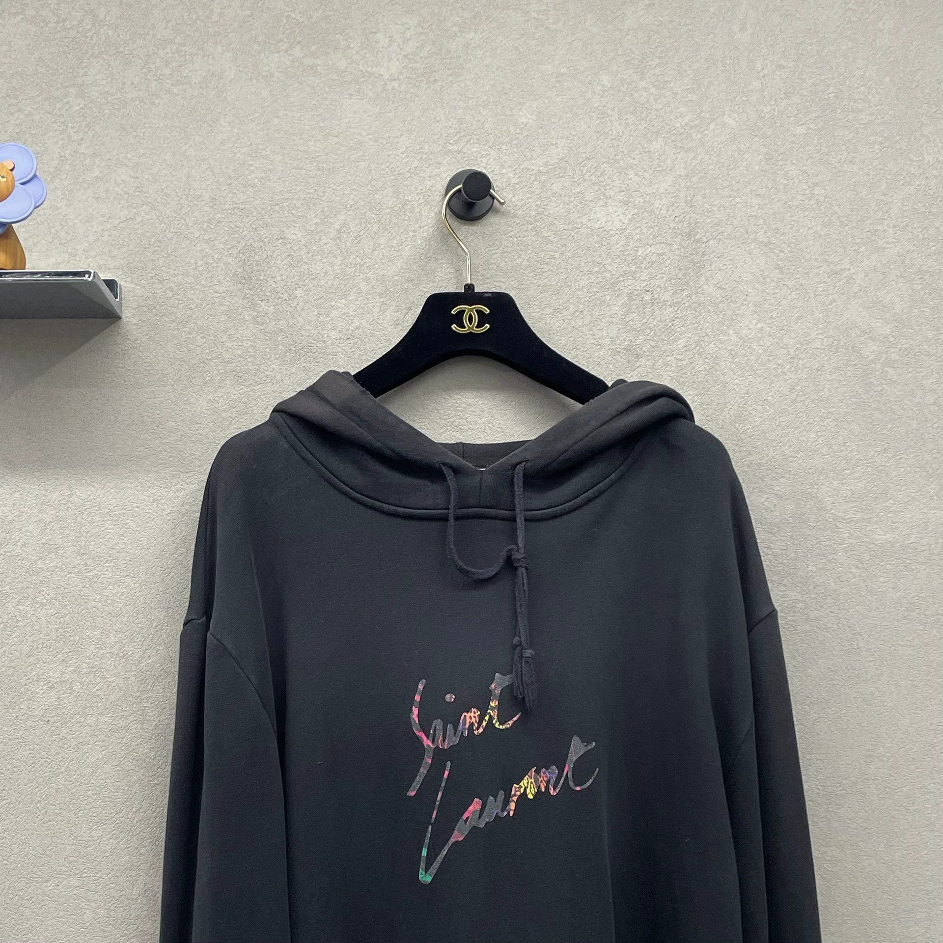 Saint Laurent Paris black hoodie with rainbow logo design Size US L / EU 52-54 / 3 - 4 Thumbnail