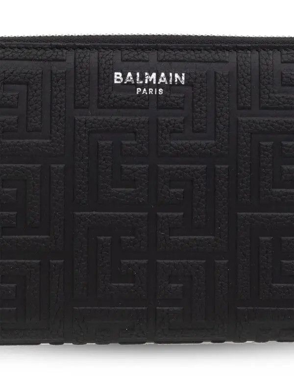 Balmain o1s1wg111225 Size:OS/Logo-Print Leather Wallet in Black Size ONE SIZE - 4 Thumbnail