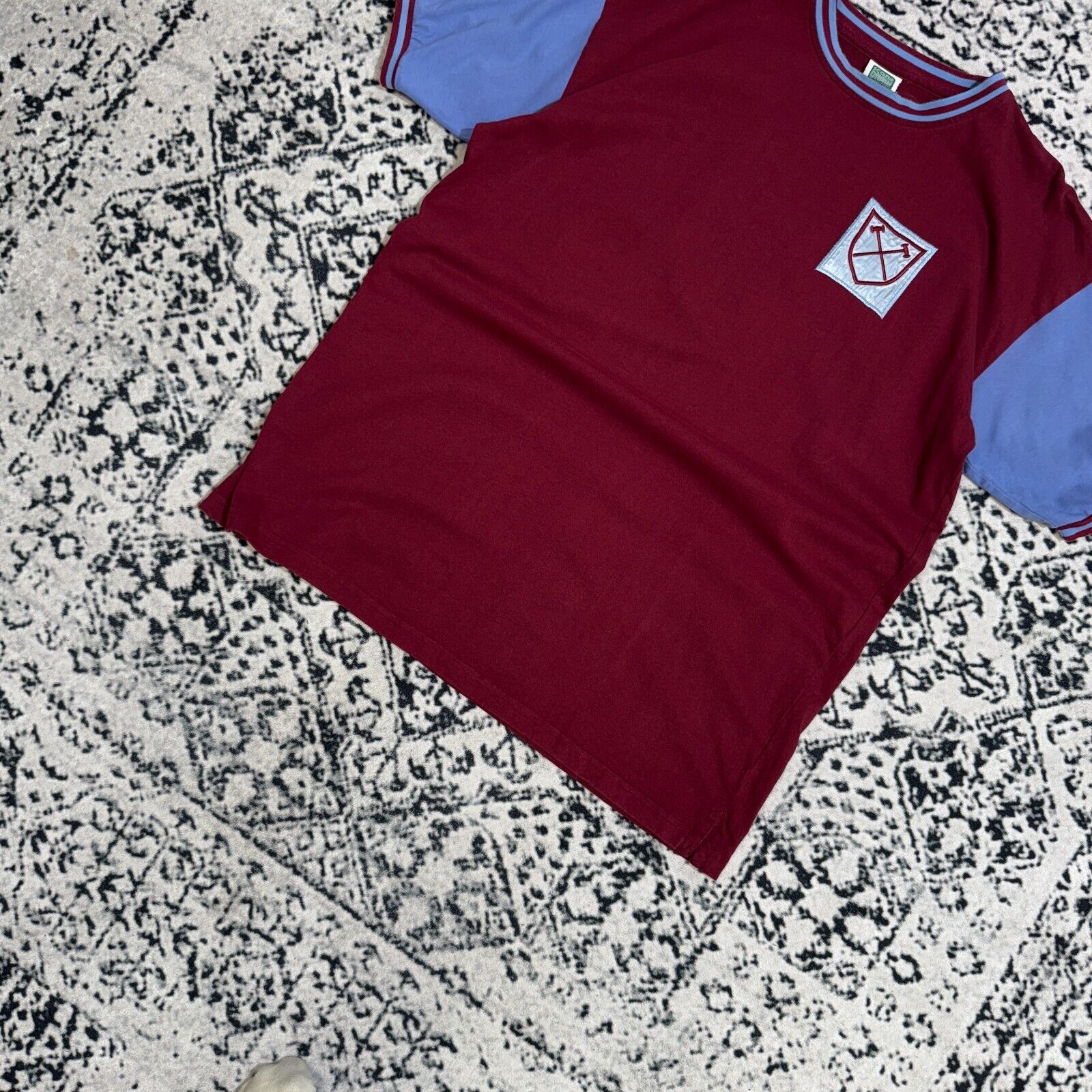 Vintage Burgundy Blue Polyester Jersey T-Shirt Size XL Westham Size US XL / EU 56 / 4 - 2 Thumbnail