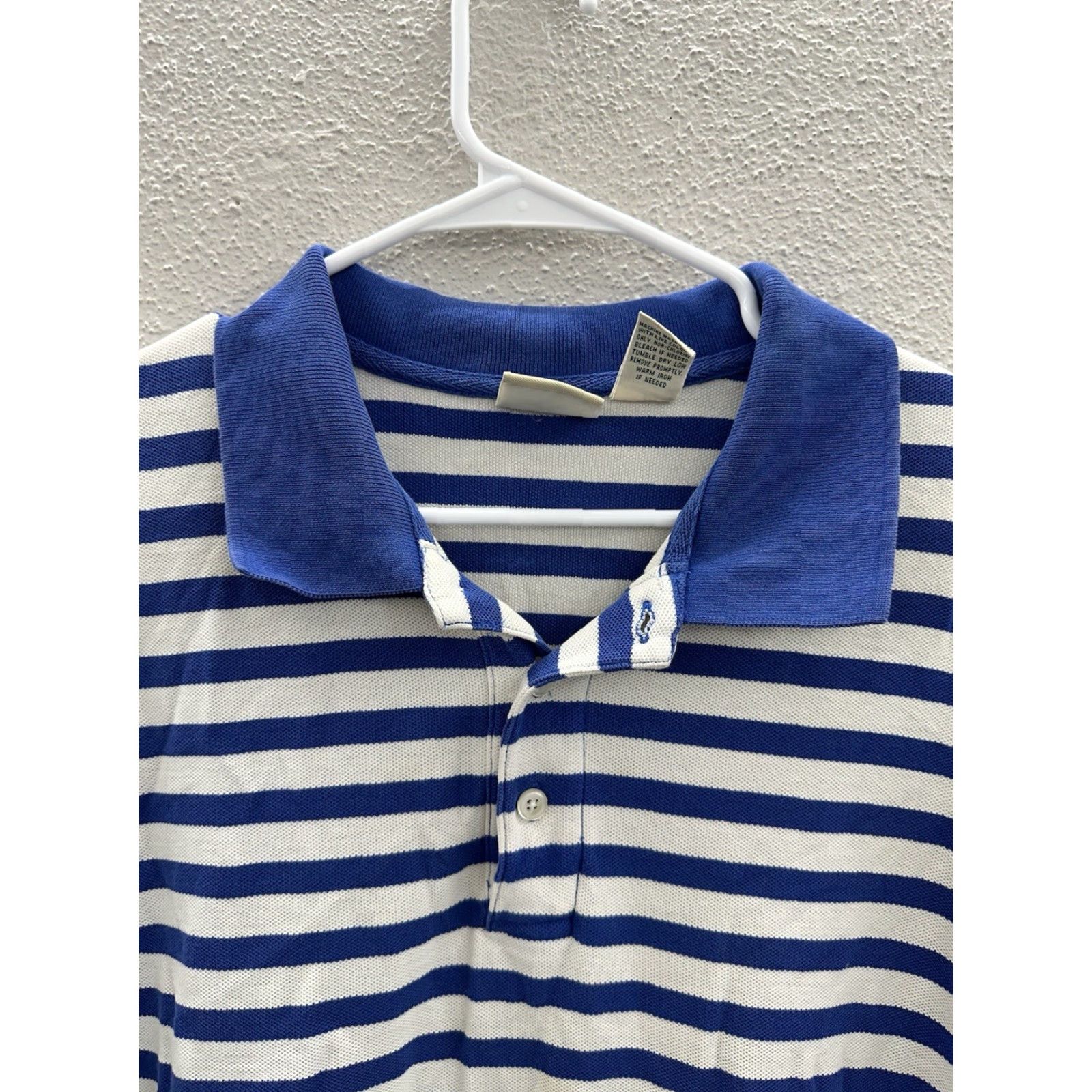 Vintage L.L. Bean Mens Polo Shirt Size XL Blue White Stripped Short Sleeve Collard VTG Size US XL / EU 56 / 4 - 3 Thumbnail