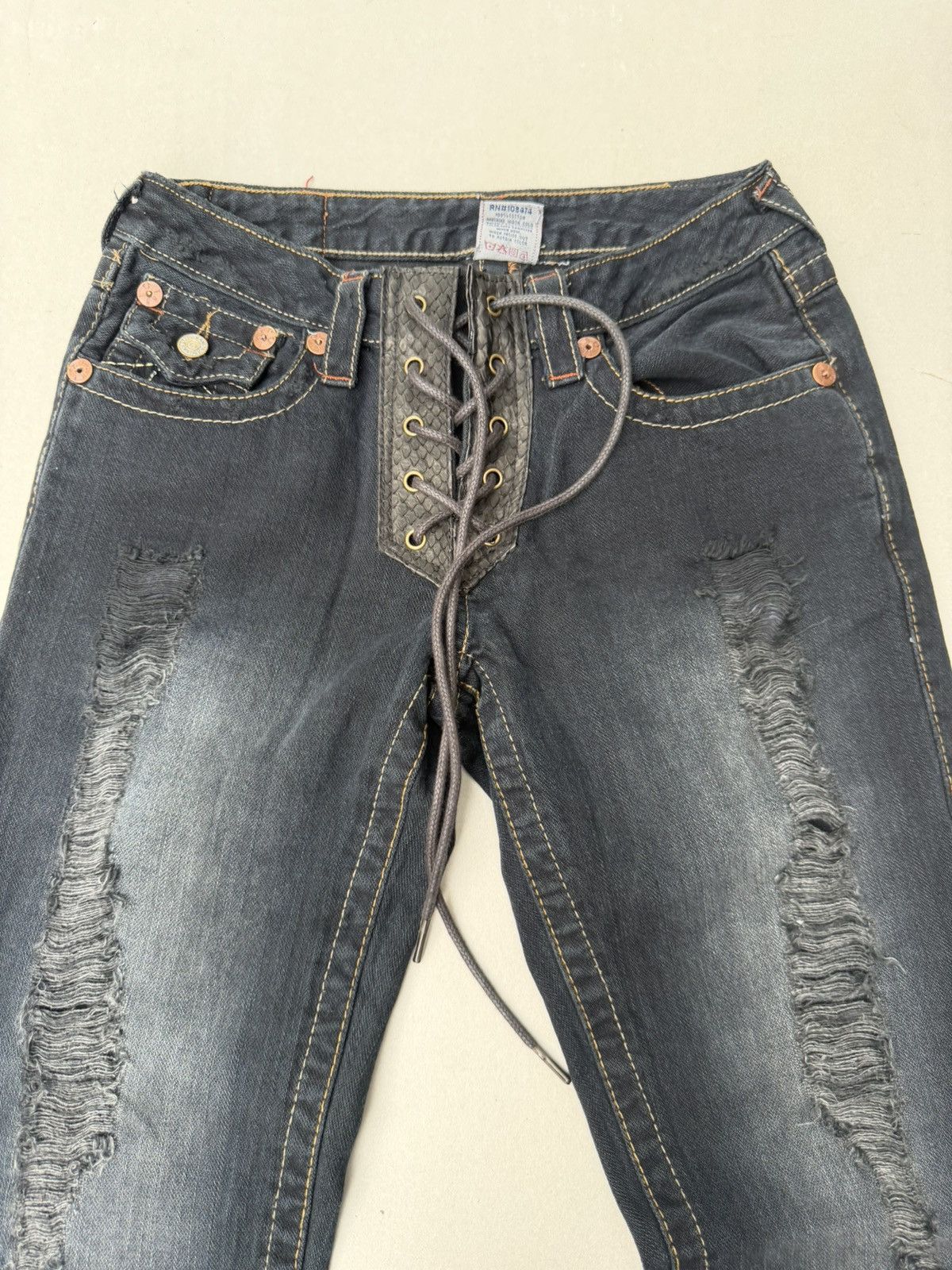 Japanese Brand True Religion Lace up flare jeans Size US 26 / EU 42 - 2 Thumbnail