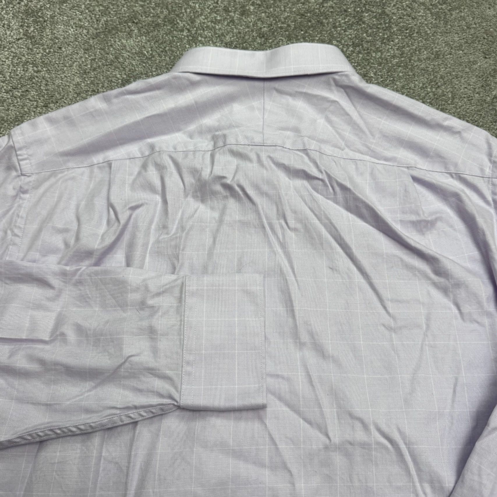 Charles Tyrwhitt Dress Shirt Men 17/35 Purple Grid Check Cotton Classic Fit  Shirt Long Sleeve