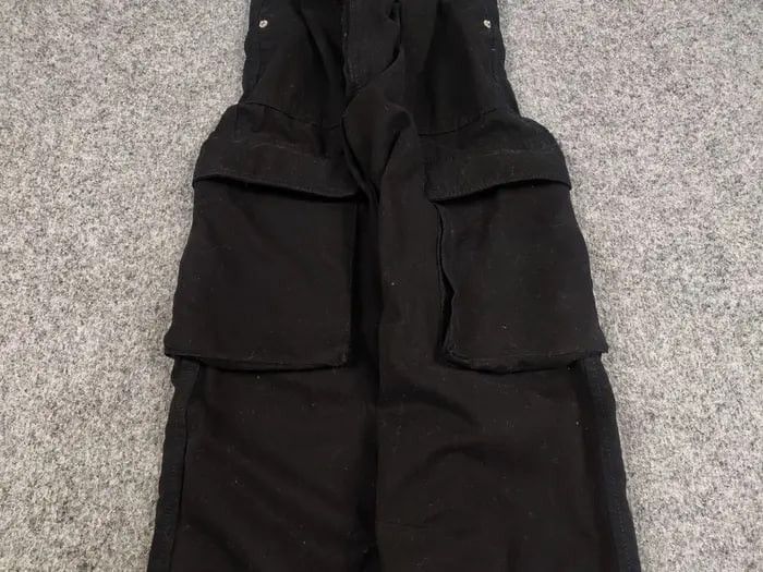 Japanese Brand Vintage Japanese Baggy Black Cotton Cargo Pants Y2K Style Size US 30 / EU 46 - 8 Thumbnail