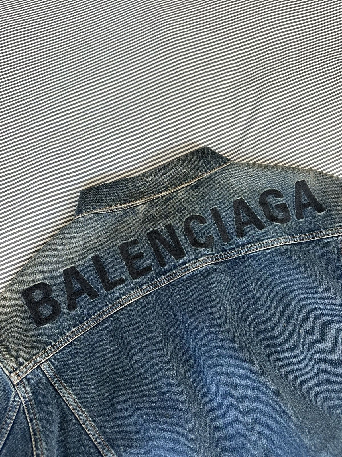 Balenciaga FW18 Washed Denim Logo Jacket | Grailed